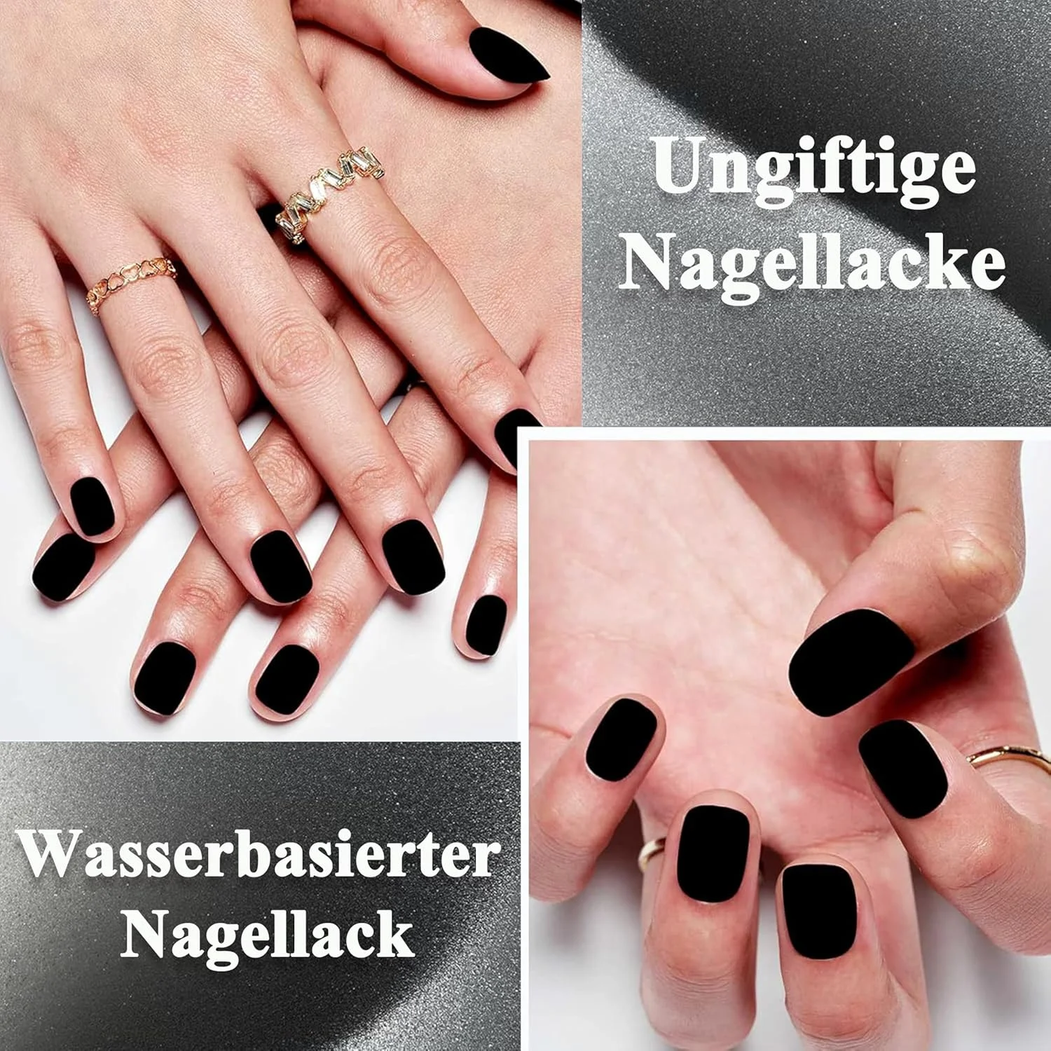 لاک ناخن مشکی مات - خشک شدن سریع و ماندگاری طولانی - لاک ناخن غیر سمی بر پایه آب - لاک ناخن مشکی مات بدون نیاز به دستگاه UV برای طراحی ناخن در خانه