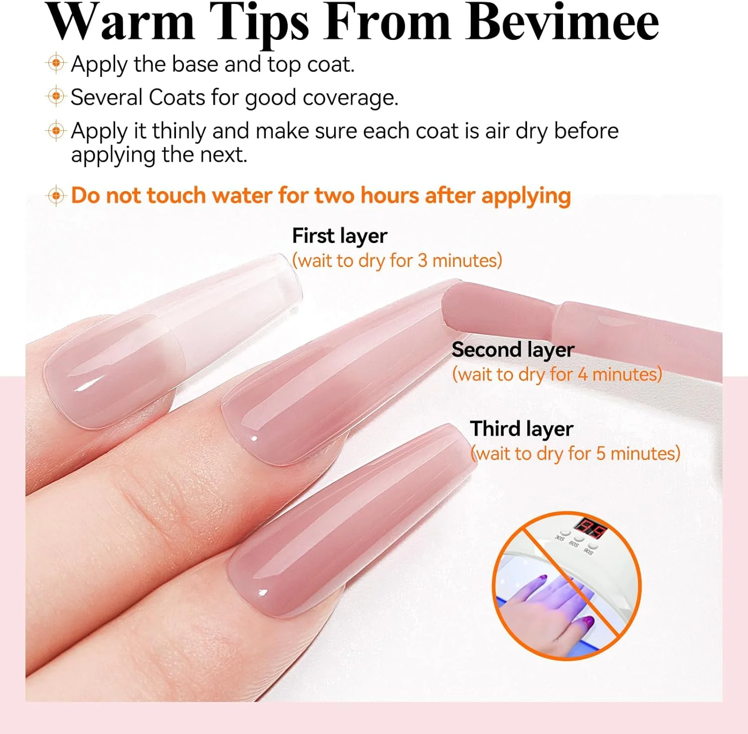 لاک ناخن خشک‌شونده سریع، رنگ معمولی هلویی، پوشش‌دهی بالا، لاک ناخن بر پایه آب، مناسب طراحی ناخن، بدون نیاز به UV LED، 12 میلی‌لیتر