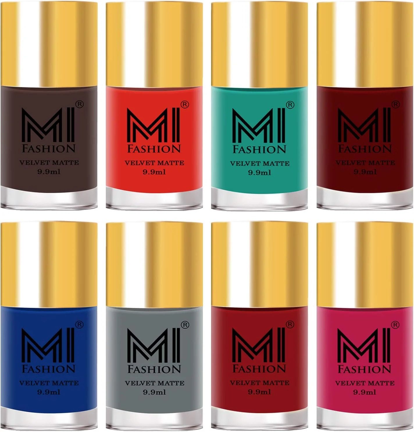ست لاک ناخن مات مخملی منحصربه‌فرد MI Fashion، لوازم آرایشی، رنگ لاک قهوه‌ای، نارنجی، آبی آسمانی، قرمز، سرمه‌ای، خاکستری، قرمز گوجه‌ای، صورتی (بسته 8 عددی)