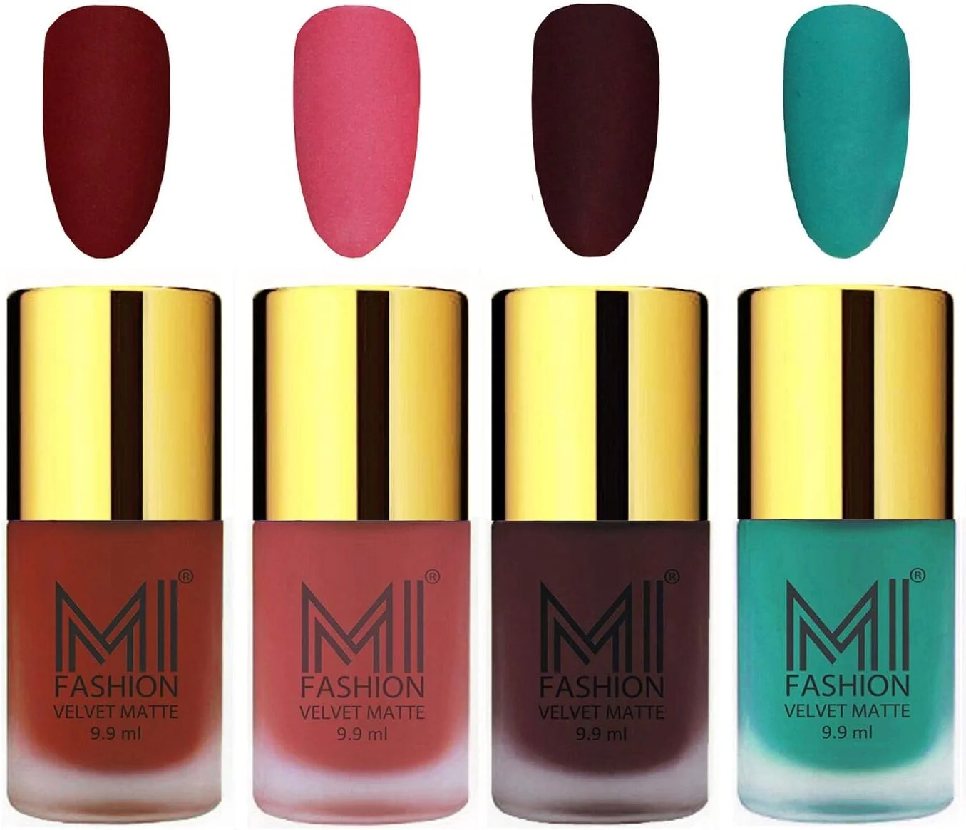 لاک ناخن مات ام آی فشن، آلبالویی، هلویی روشن، شرابی، آبی آسمانی، مجموعه 4 عددی 9.9 میلی لیتر