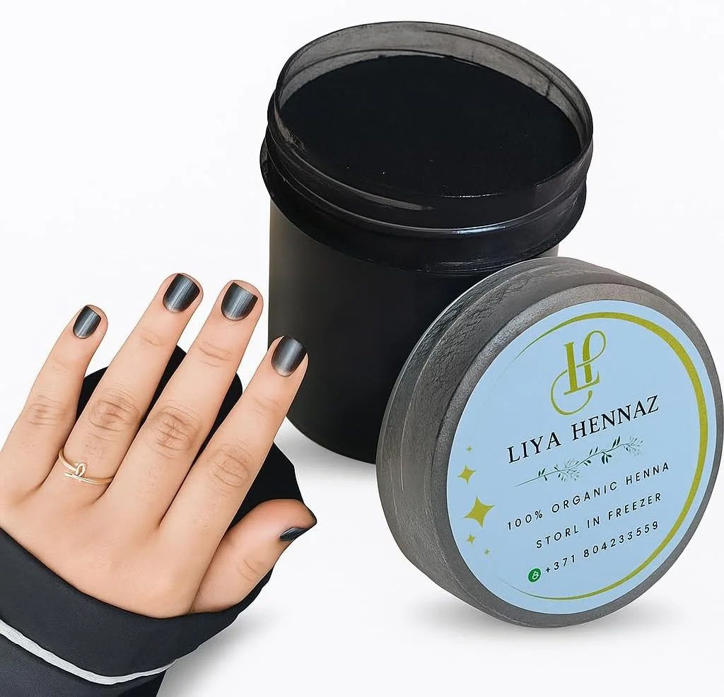 حنای طبیعی مشکی ناخن | لاک ناخن گیاهی و حلال سازگار با وضو | رنگ مشکی تیره مات آماده مصرف | رنگ موقت | بسته 30 میلی لیتری تکی | مشکی تیره