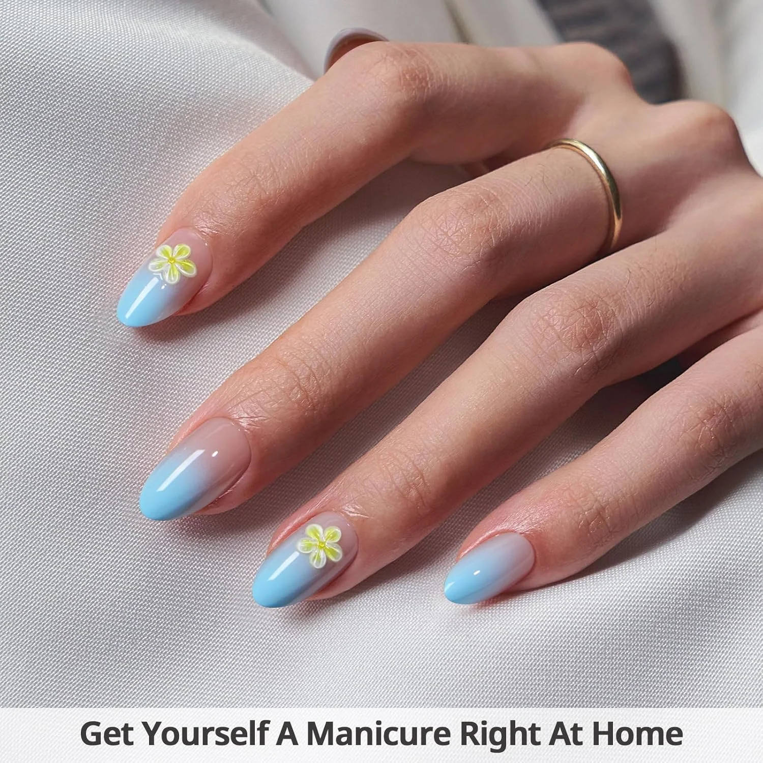 ناخن مصنوعی فرنچ BTArtbox - ناخن مصنوعی مربعی کوتاه با چسب برای خانم ها، ناخن مصنوعی ژل نرم مات در 16 سایز - کیت با 32 ناخن مصنوعی طرح مهمانی باغ