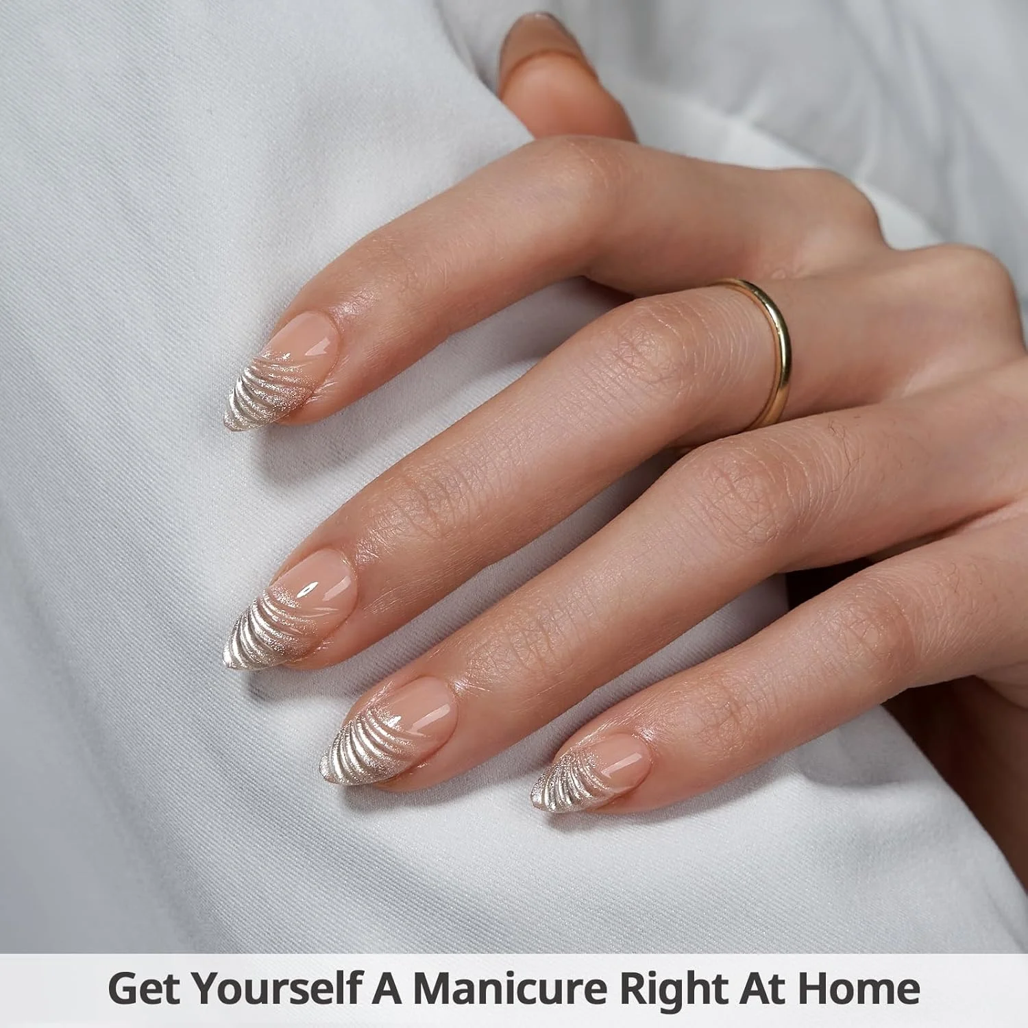 ناخن مصنوعی نوک فرانسوی BTArtbox - ناخن مصنوعی کوتاه با چسب و مجسمه سه بعدی قابل خشک شدن با لامپ برای خانم ها، ناخن مصنوعی نیمه شفاف با چسب ژل نرم در 1