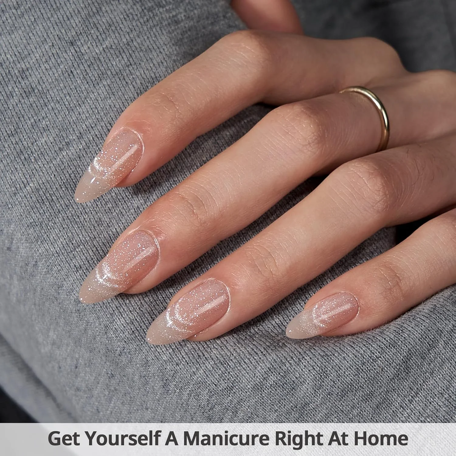 ناخن مصنوعی بادامی BTArtbox، ناخن های نیمه شفاف با چسب ژل نرم، سایز 15