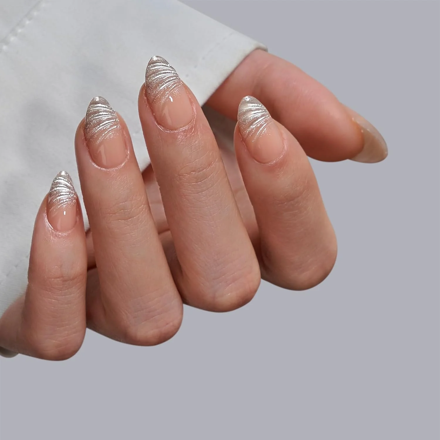 ناخن مصنوعی نوک فرانسوی BTArtbox - ناخن مصنوعی کوتاه با چسب و مجسمه سه بعدی قابل خشک شدن با لامپ برای خانم ها، ناخن مصنوعی نیمه شفاف با چسب ژل نرم در 1