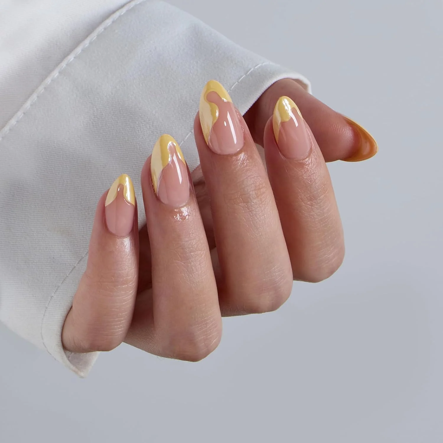 ناخن مصنوعی فرنچ BTArtbox - ناخن مصنوعی کوتاه قابل استفاده با لامپ و چسب برای خانم ها، ناخن مصنوعی نیمه شفاف با چسب ژل نرم در 16 سایز - کیت