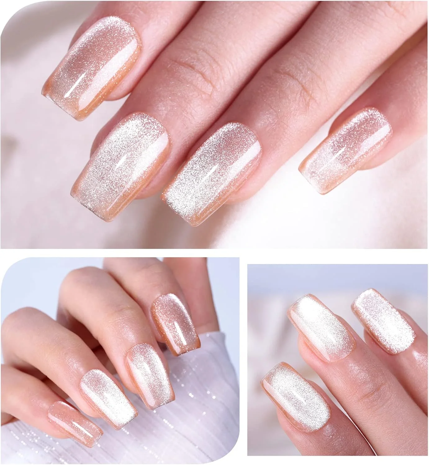لاک ژل ناخن طلایی شامپاین ایمتیتی، 15 میلی لیتر، لاک ژل مغناطیسی اکلیلی چشم گربه ای 9 بعدی، لاک ژل UV با چوب مغناطیسی برای سالن ناخن
