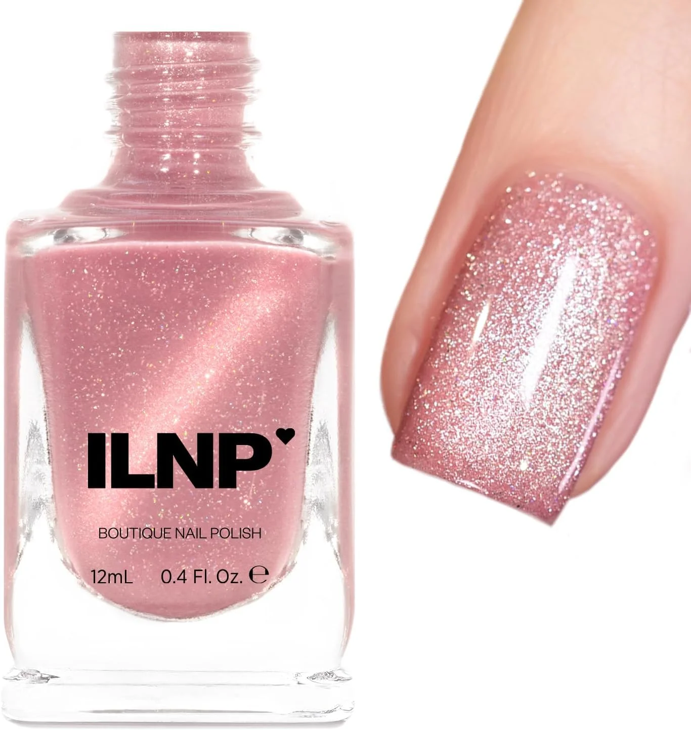 لاک ناخن مغناطیسی صورتی ملایم با هولوگرافی - ILNP Pink Suede