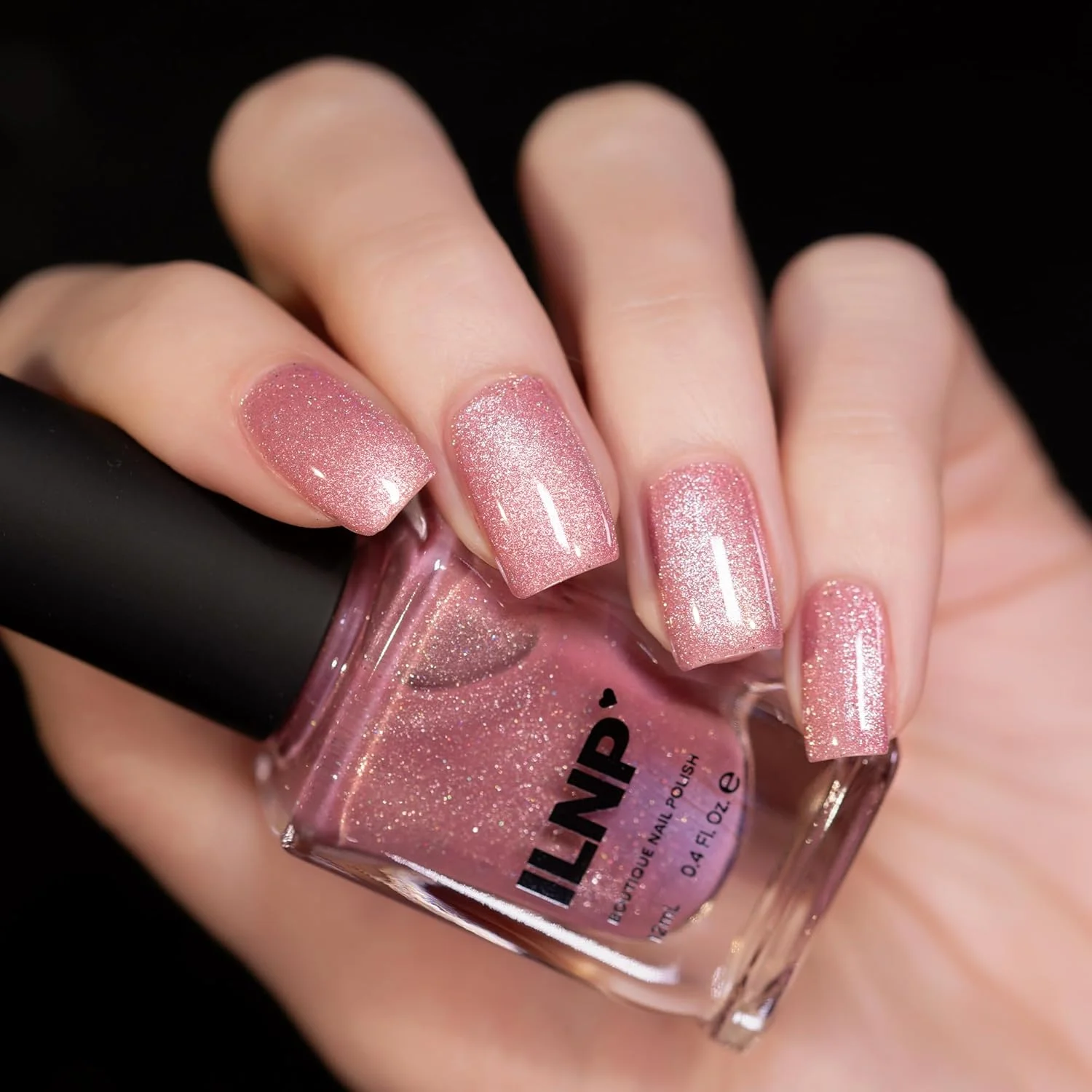 لاک ناخن مغناطیسی صورتی ملایم با هولوگرافی - ILNP Pink Suede