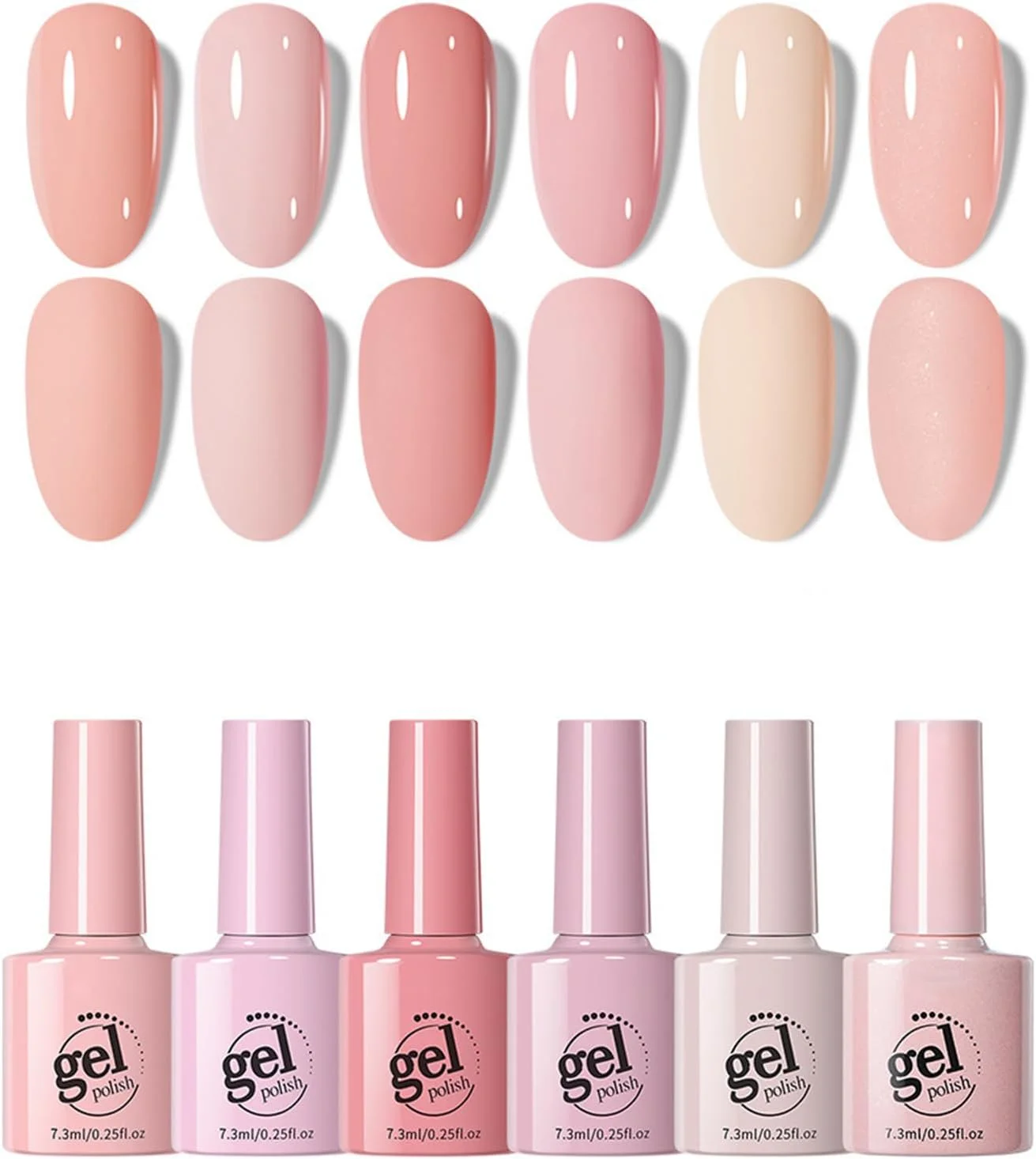 ست لاک ژل پاستلی 6 عددی، لاک ژل صورتی بژ روشن خنثی، ست لاک ژل خیساندنی برای سالن های ناخن زنانه و هنر طراحی ناخن در خانه