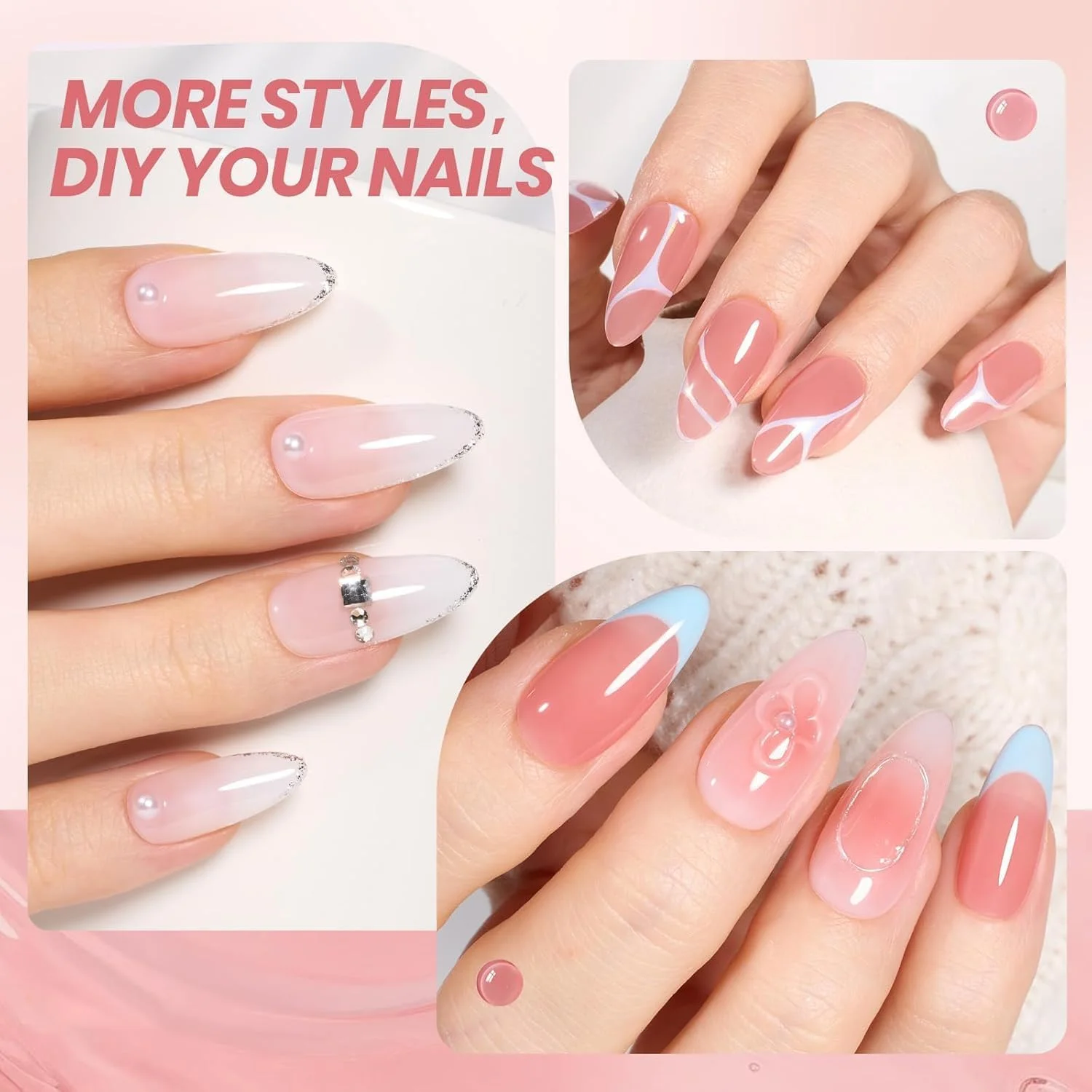 ست لاک ژل پاستلی 6 عددی، لاک ژل صورتی بژ روشن خنثی، ست لاک ژل خیساندنی برای سالن های ناخن زنانه و هنر طراحی ناخن در خانه