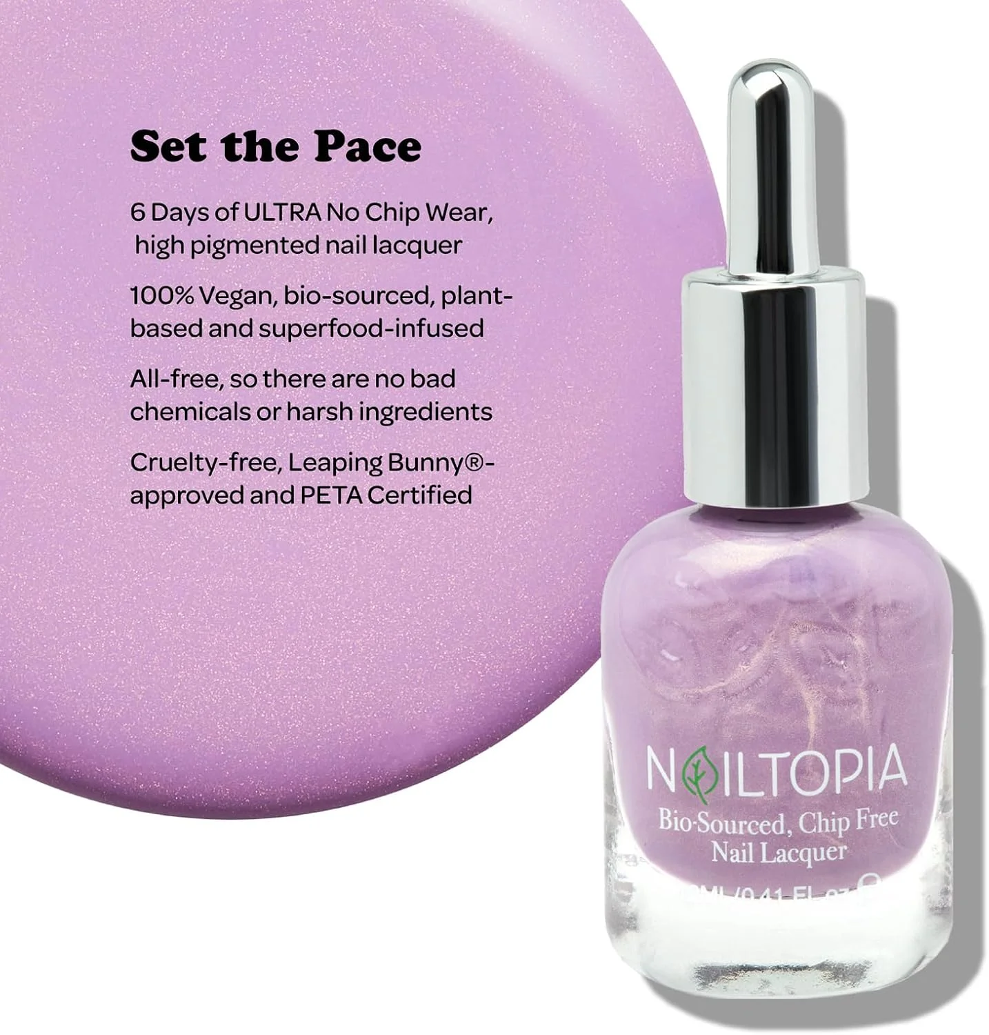 لاک ناخن بایو-سورس بدون تراشه نیلتوپیا - پوشش لاک تقویت کننده ناخن برای مانیکور سریع - هنر کوتیکول فوری، سریع و عالی - درمان نهایی رنگ حرفه ای - Set The Pace - 0.41 اونس