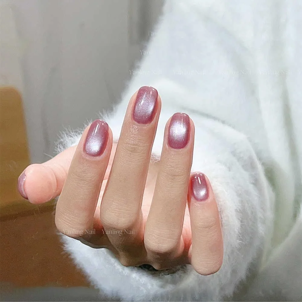 لاک ژل ناخن چشم گربه ای 12 میلی لیتری سری Eventide ADHERE، لاک ژل مغناطیسی هولوگرافیک 1 عددی، مناسب برای مانیکور سالن و استفاده شخصی در خانه (صورتی مخملی)