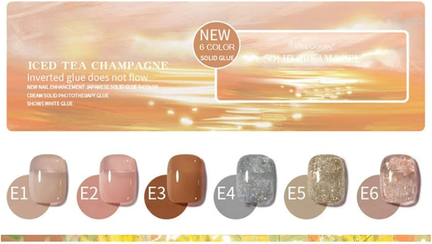 ست لاک ژل با دستگاه یو وی، 6 رنگ کرمی، ژل لاک جامد به همراه قلم طراحی ناخن، رنگ های خنثی و براق، مناسب طراحی ناخن در خانه، سایز مسافرتی (E)