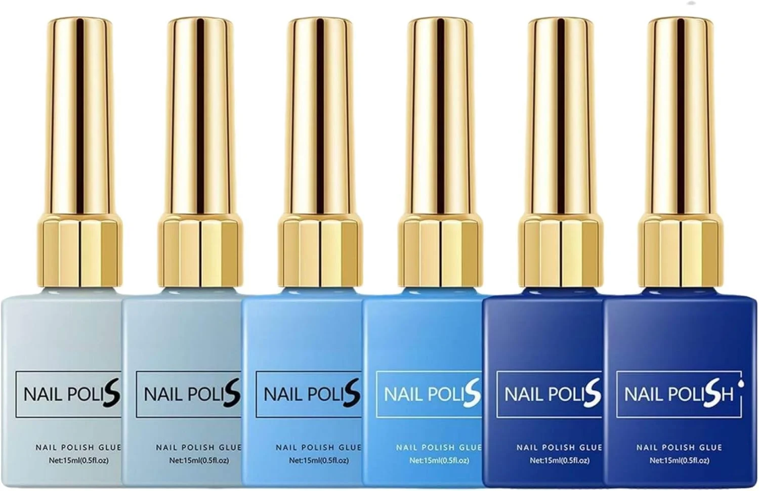 مجموعه لاک ژل ۶ عددی آبی آزونی – ۶ رنگ (آبی آسمانی، سرمه ای، آبی تیره، آبی روشن)، مناسب برای مانیکور سالنی و طراحی ناخن، مناسب برای استفاده در منزل برای خانم ها