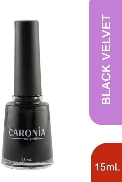 لاک ناخن کارونیا رنگ مشکی مخملی معمولی - استفاده آسان - خشک شدن سریع - فرمول ماندگار - 15 میلی لیتر