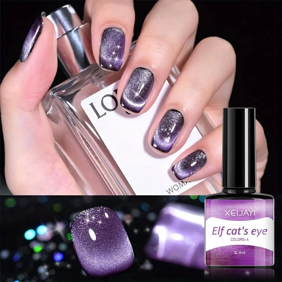 ست لاک ژل چشم گربه ای Gmaro با آهنربا، لاک ژل مغناطیسی هولوگرافیک 9 بعدی - 6 رنگ لاک ژل اکلیلی چشم گربه ای - ست مانیکور ژلیش ناخن برای خانم ها، لاک ژل نئون