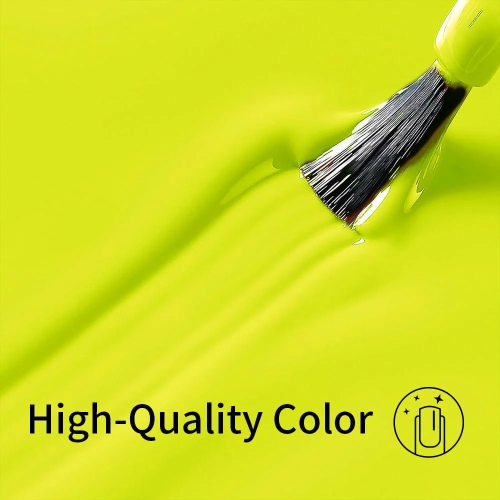 لاک ژل ناخن نئونی زرد، بطری بزرگ ۱۶ میلی لیتری، لاک ژل زرد روشن برای بهار و تابستان، لاک ژل خیساندنی UV/LED، ۱ عدد