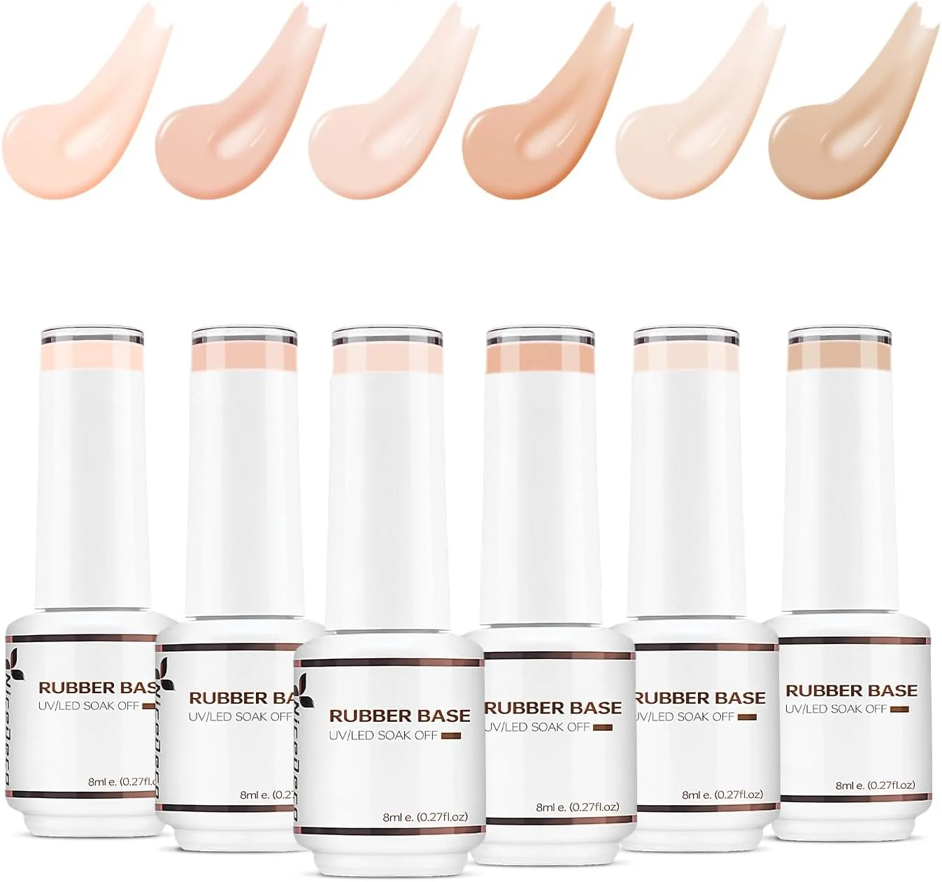 لاک ژل پایه رابر ناخن نایس دکو، بدون تست حیوانی، وگان، تقویت کننده ناخن، رنگ صورتی کالباسی، 6 عددی