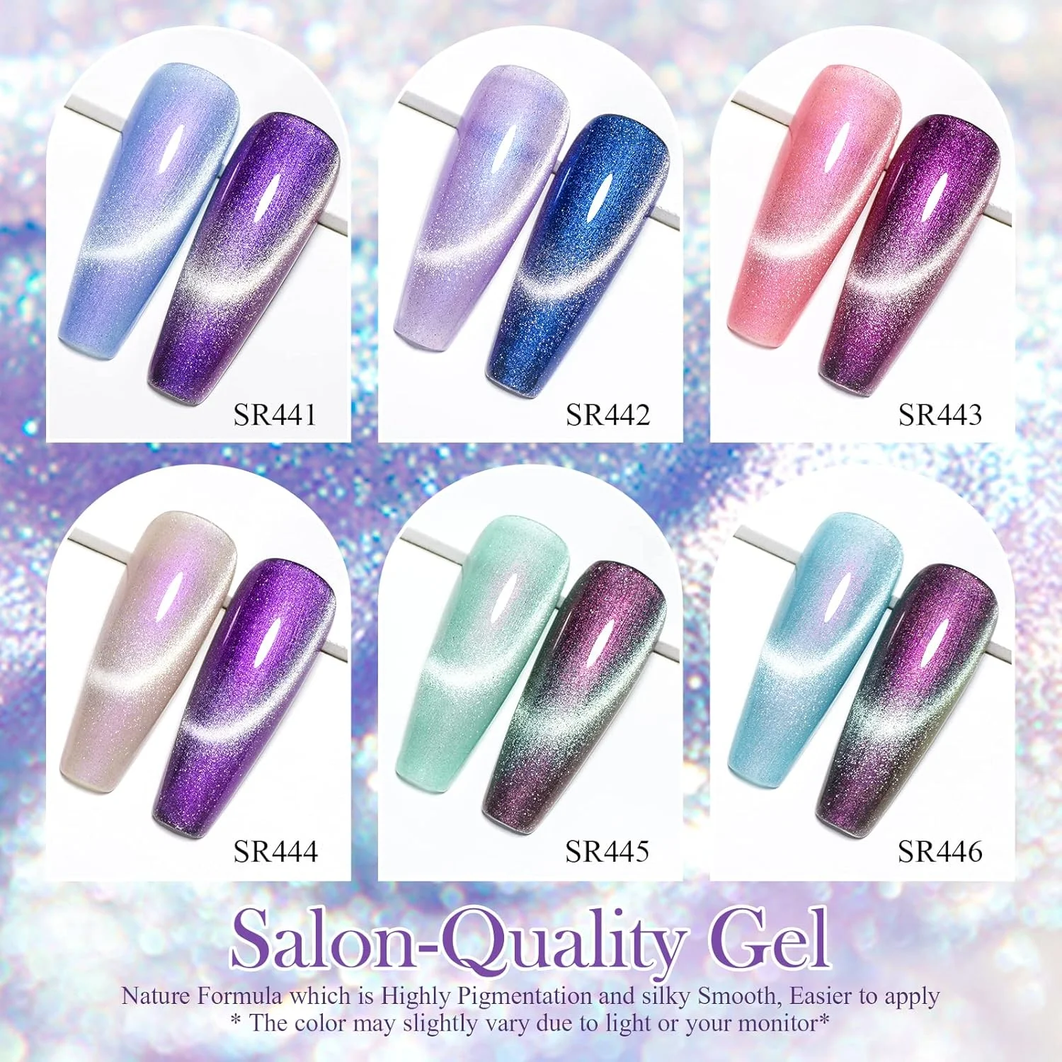 مجموعه لاک ژل ناخن چشم گربه ای MEET ACROSS، مجموعه لاک ناخن UV مغناطیسی، مجموعه لاک ناخن اکلیلی پری دریایی، لاک ژل مغناطیسی، مجموعه شلاک، نور UV LED، کیت لاک ژل جادویی با 1 آهنربا، 6 لاک