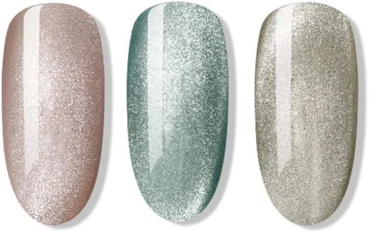 مجموعه لاک ژل چشم گربه ای 5D Bluesky، مجموعه طراحی ناخن مغناطیسی، 2 عدد طلایی رزگلد، سبز، نقره ای اکلیلی، 3 عدد 5 میلی لیتری