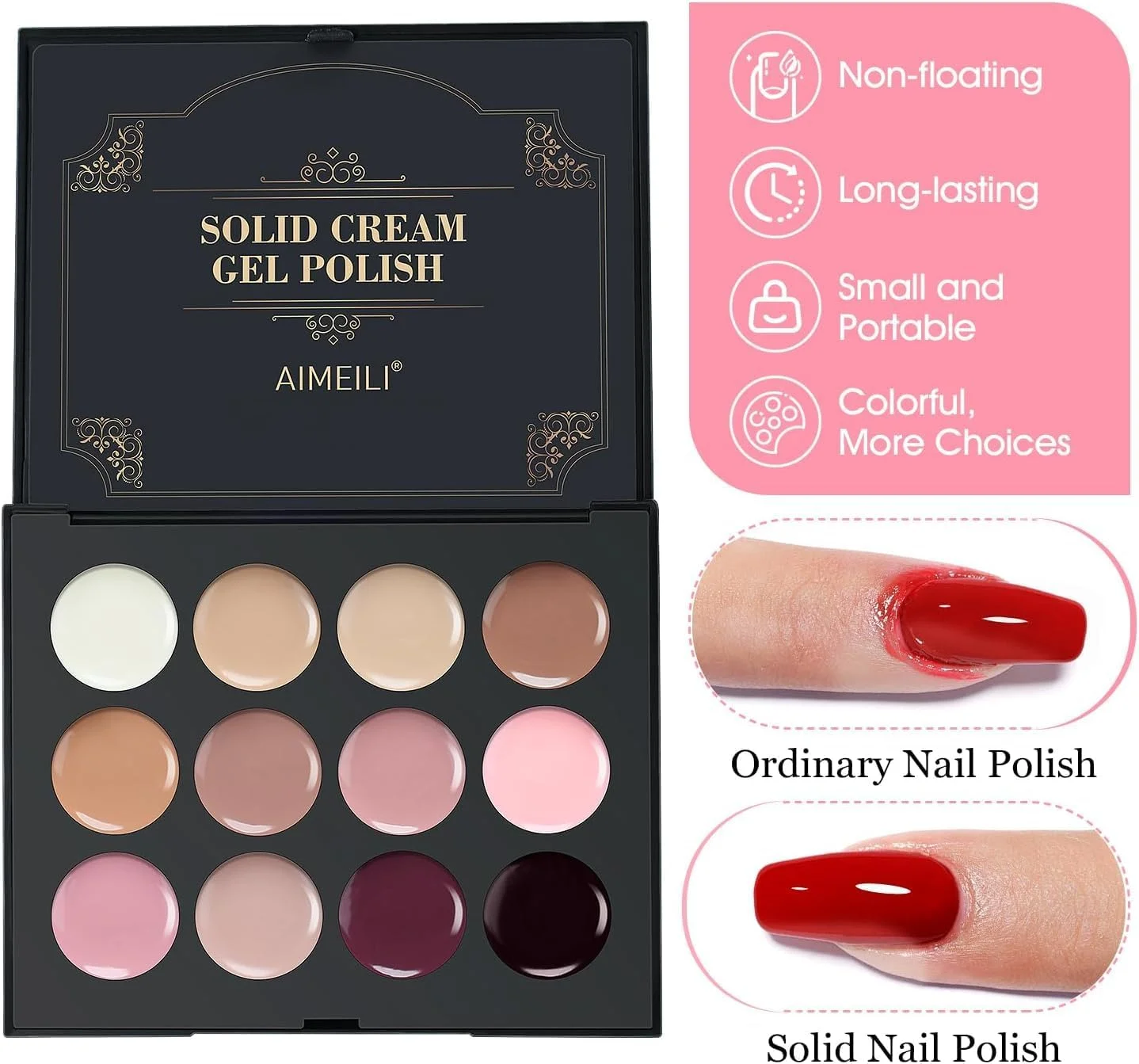 لاک ژل کرمی جامد آی‌میلی با برس، پالت لاک ژل جامد 12 رنگ، رنگ‌های خنثی، کالباسی، قهوه‌ای، صورتی، سفید، ست ژل پودینگ، کیت هنر ناخن قابل خیساندن با اشعه ماوراء بنفش و ال‌ای‌دی، مانیکور DIY در خانه کیت 16