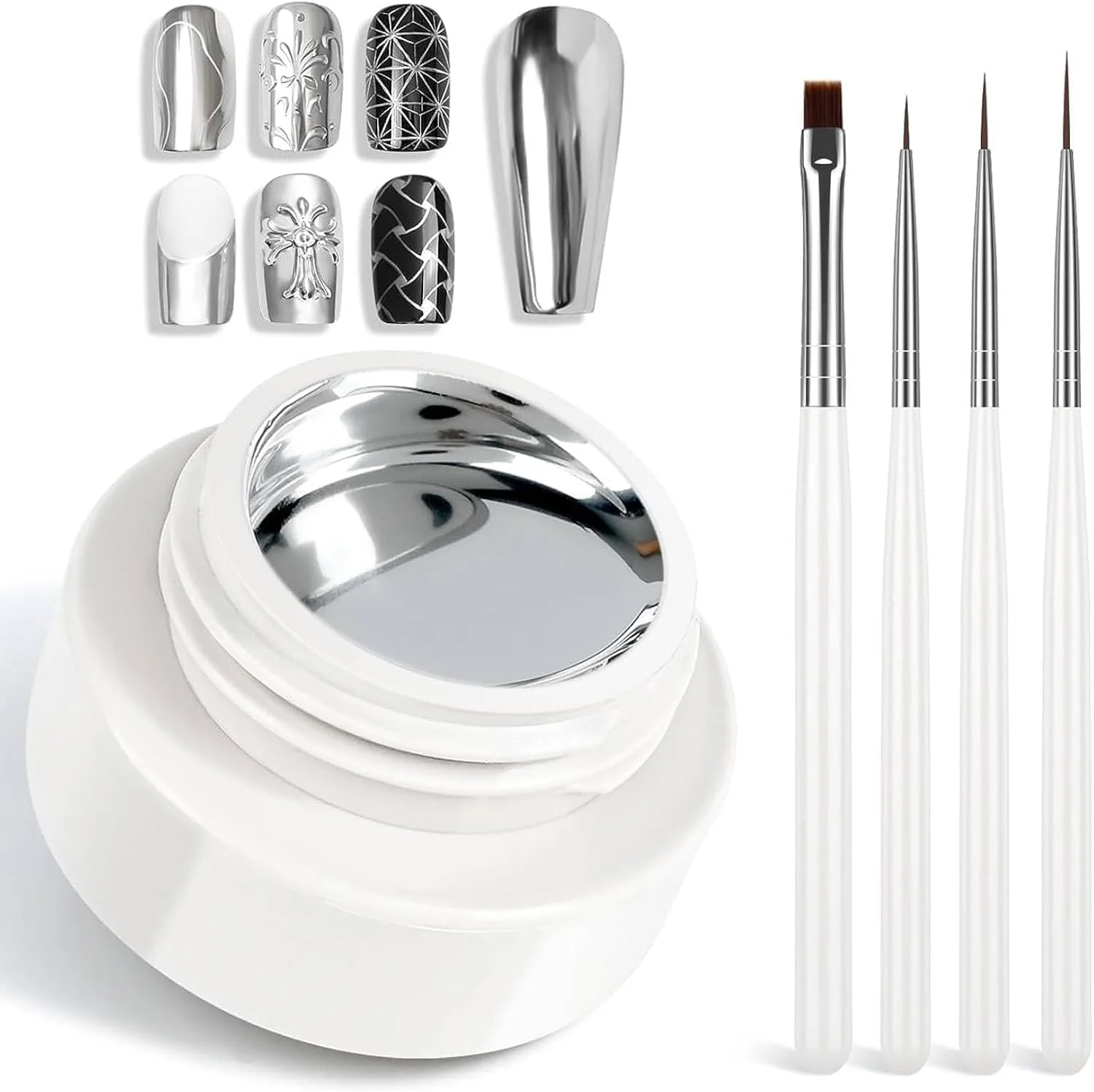 ژل طراحی ناخن متالیک، لاک ژل نقره ای ناخن، روکش آینه ای ناخن، ژل طراحی فلزی، ژل ناخن سوپر براق UV/LED برای طراحی ناخن با لاک ژل، نقره ای ژل طراحی ناخن متالیک، لاک ژل نقره ای ناخن، روکش آینه ای ناخن، ژل طراحی فلزی، ژل ناخن سوپر براق UV/LED برای طراحی ناخن با لاک ژل، نقره ای