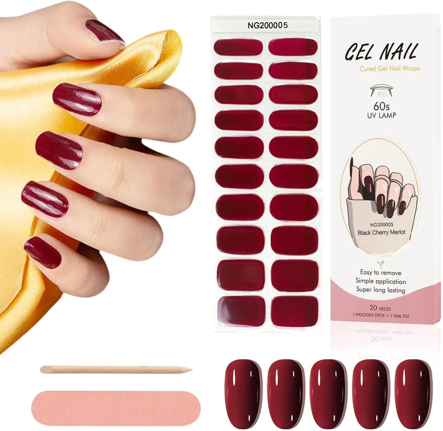 کالالری ۲۰ عدد لاک ژل ناخن، استیکر طراحی ناخن، کیت کامل برای ناخن های ژلی خشک شده، قرمز شرابی (لامپ UV/LED شامل نمی شود) کالالری ۲۰ عدد لاک ژل ناخن، استیکر طراحی ناخن، کیت کامل برای ناخن های ژلی خشک شده، قرمز شرابی (لامپ UV/LED شامل نمی شود)