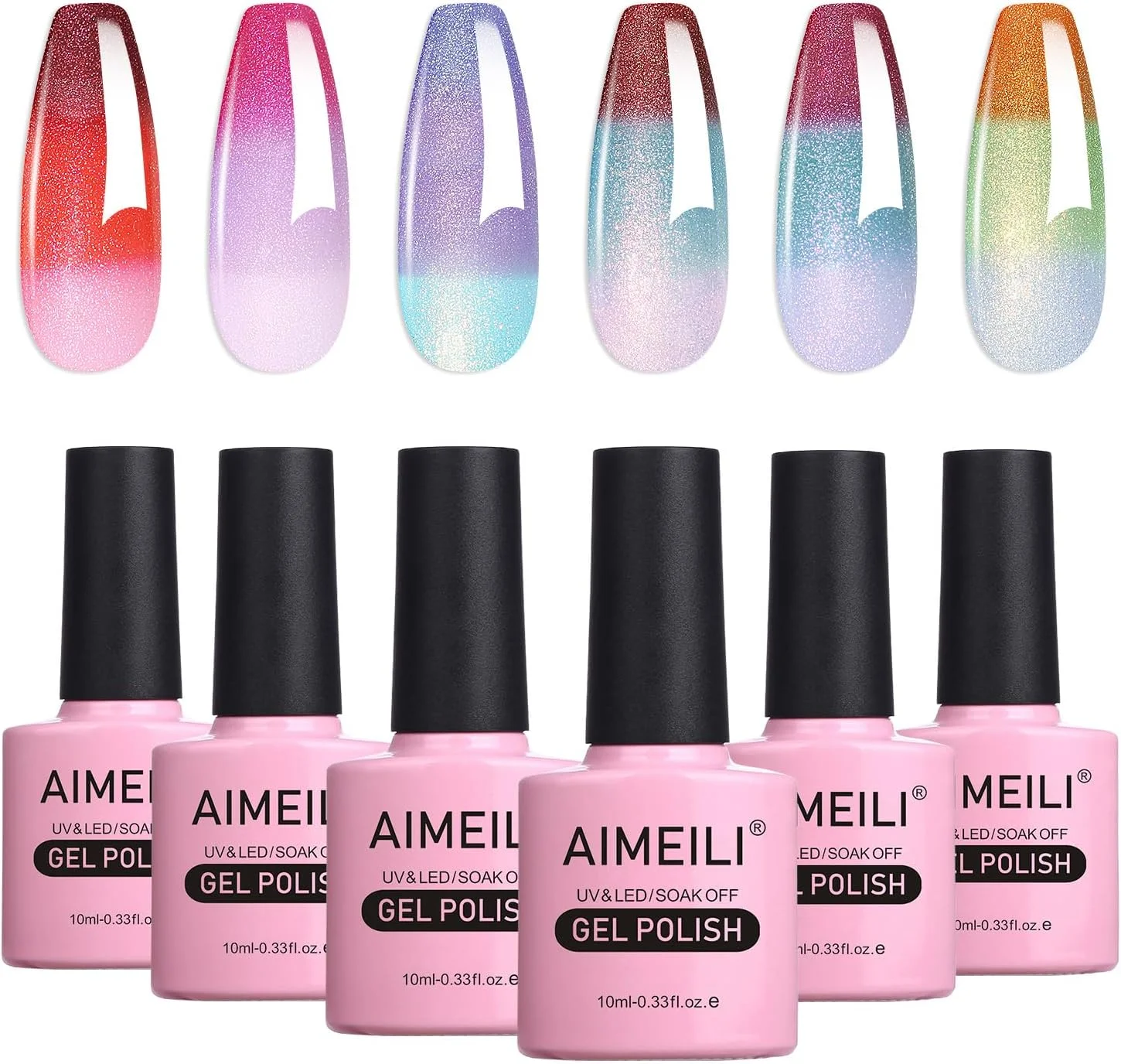 ست لاک ژل حرارتی آیملی، لاک ژل های رنگی متغیر براق، مناسب برای طراحی ناخن در سالن و خانه، استفاده آسان 10 میلی لیتر - کیت هدیه 66 ست لاک ژل حرارتی آیملی، لاک ژل های رنگی متغیر براق، مناسب برای طراحی ناخن در سالن و خانه، استفاده آسان 10 میلی لیتر - کیت هدیه 66