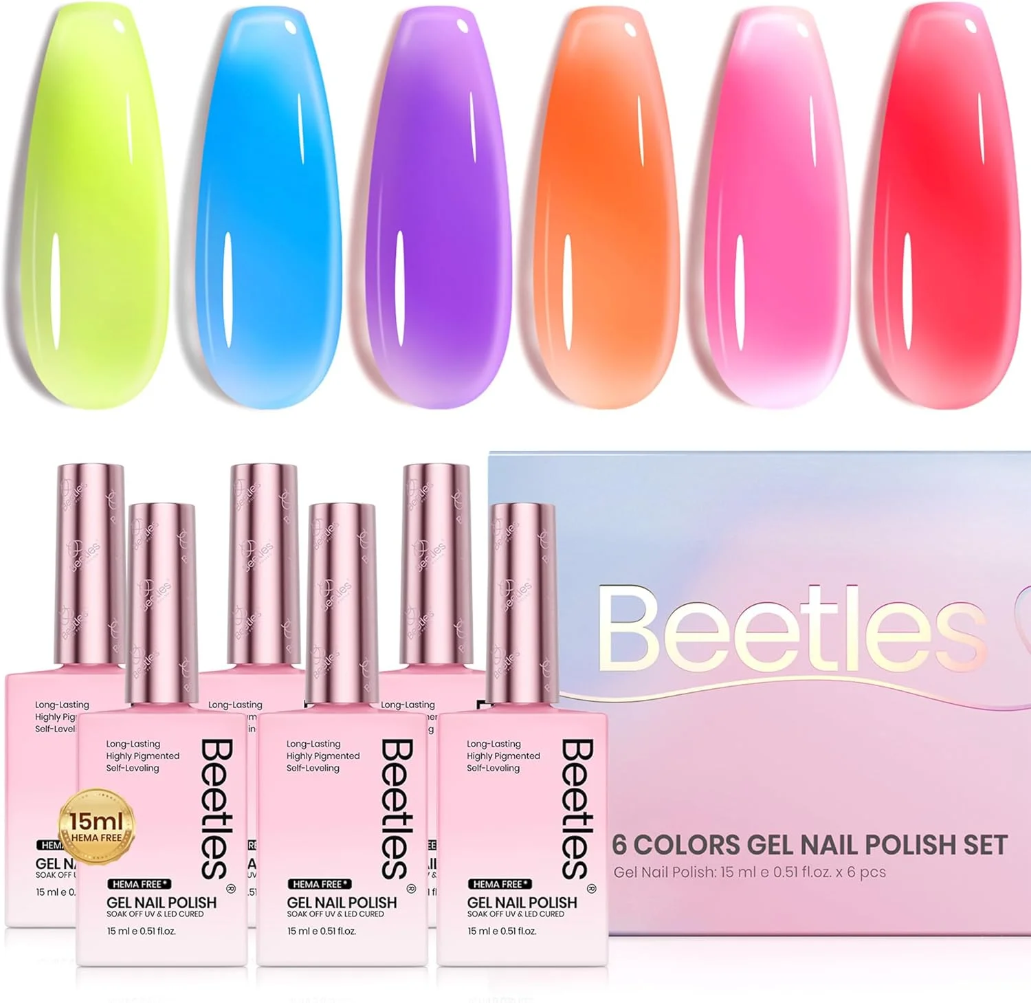 ست لاک ژل ژله ای بیترلز، 6 رنگ تابستانی نئون، زرد، صورتی، قرمز، آبی، بنفش، نارنجی، 15 میل، سایز کامل، با اثر شفاف و شیشه ای، قابل برداشتن با خیساندن، بطری رنگارنگ یو وی، هدیه برای خانم ها ست لاک ژل ژله ای بیترلز، 6 رنگ تابستانی نئون، زرد، صورتی، قرمز، آبی، بنفش، نارنجی، 15 میل، سایز کامل، با اثر شفاف و شیشه ای، قابل برداشتن با خیساندن، بطری رنگارنگ یو وی، هدیه برای خانم ها