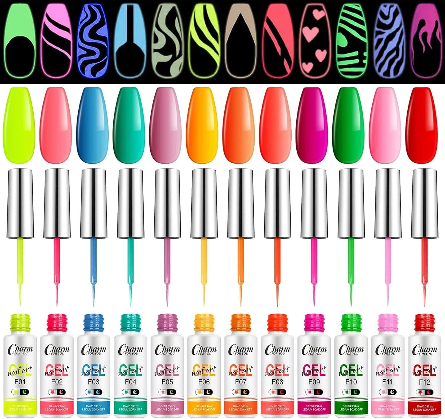 ست لاک ژل طراحی ناخن رنگی درخشان، ژل شبتاب 12 رنگ، ژل طراحی نئونی برای طراحی ناخن، لاک ژل طراحی ناخن UV LED، ست لاک ناخن برای مهمانی ست لاک ژل طراحی ناخن رنگی درخشان، ژل شبتاب 12 رنگ، ژل طراحی نئونی برای طراحی ناخن، لاک ژل طراحی ناخن UV LED، ست لاک ناخن برای مهمانی
