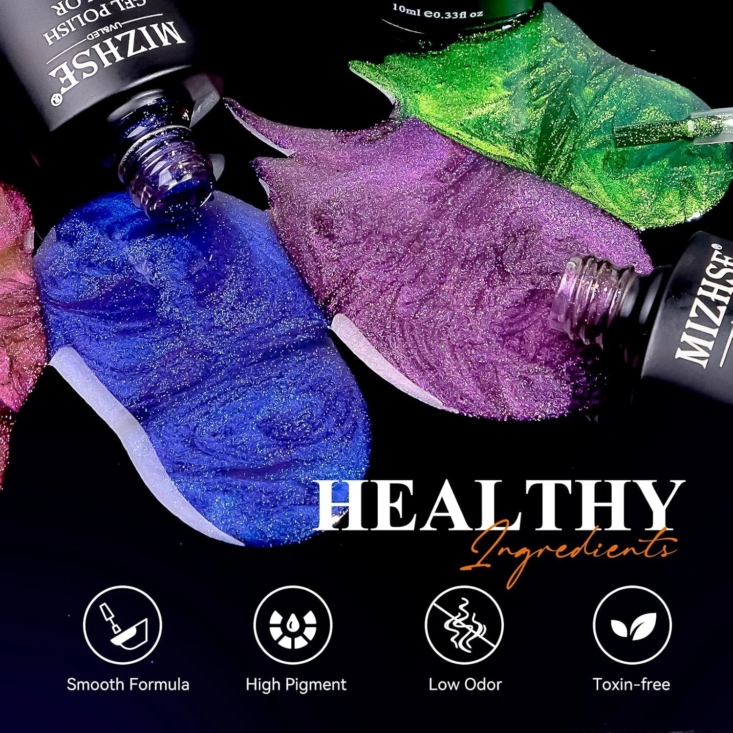 لاک ژل ناخن چشم گربه ای 9D MIZHSE، ست لاک ژل چشم گربه ای مغناطیسی، 10 میلی لیتر * 6 با 2 آهنربا، رنگ های کلاسیک آفتاب پرست با جلوه کهکشانی جادویی، مناسب برای طراحی ناخن، هدیه لاک ژل درخشان و خیره کننده برای خانم ها