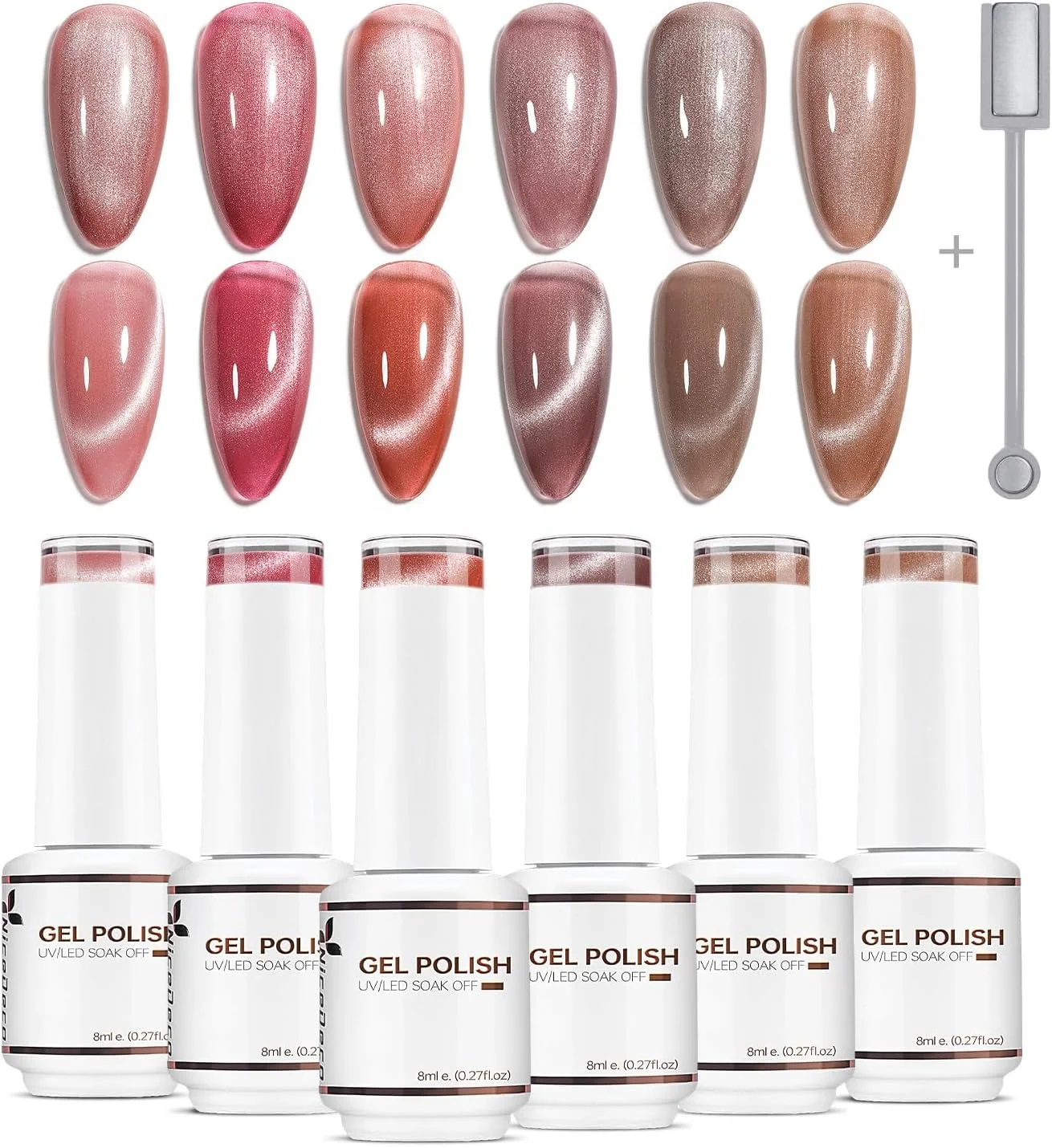 لاک ژل چشم گربه ای بدون مواد مضر، 6 رنگ، مناسب طراحی ناخن لاک ژل چشم گربه ای بدون مواد مضر، 6 رنگ، مناسب طراحی ناخن