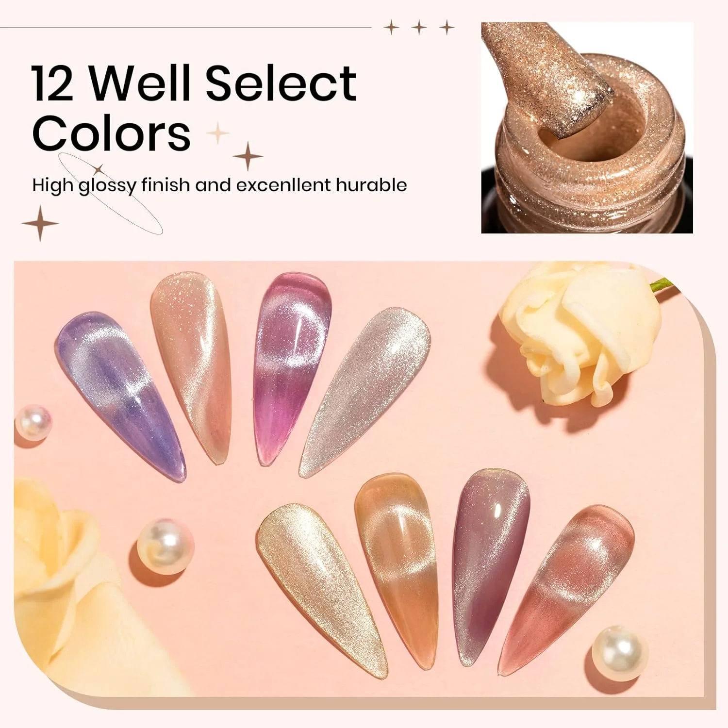 ست لاک ژل چشم گربه ای، ۱۲ رنگ لاک ژل مغناطیسی چشم گربه ای 9D اکلیلی هولوگرافیک به همراه آهنربا، مناسب برای طراحی ناخن و مانیکور سالن ست لاک ژل چشم گربه ای، ۱۲ رنگ لاک ژل مغناطیسی چشم گربه ای 9D اکلیلی هولوگرافیک به همراه آهنربا، مناسب برای طراحی ناخن و مانیکور سالن