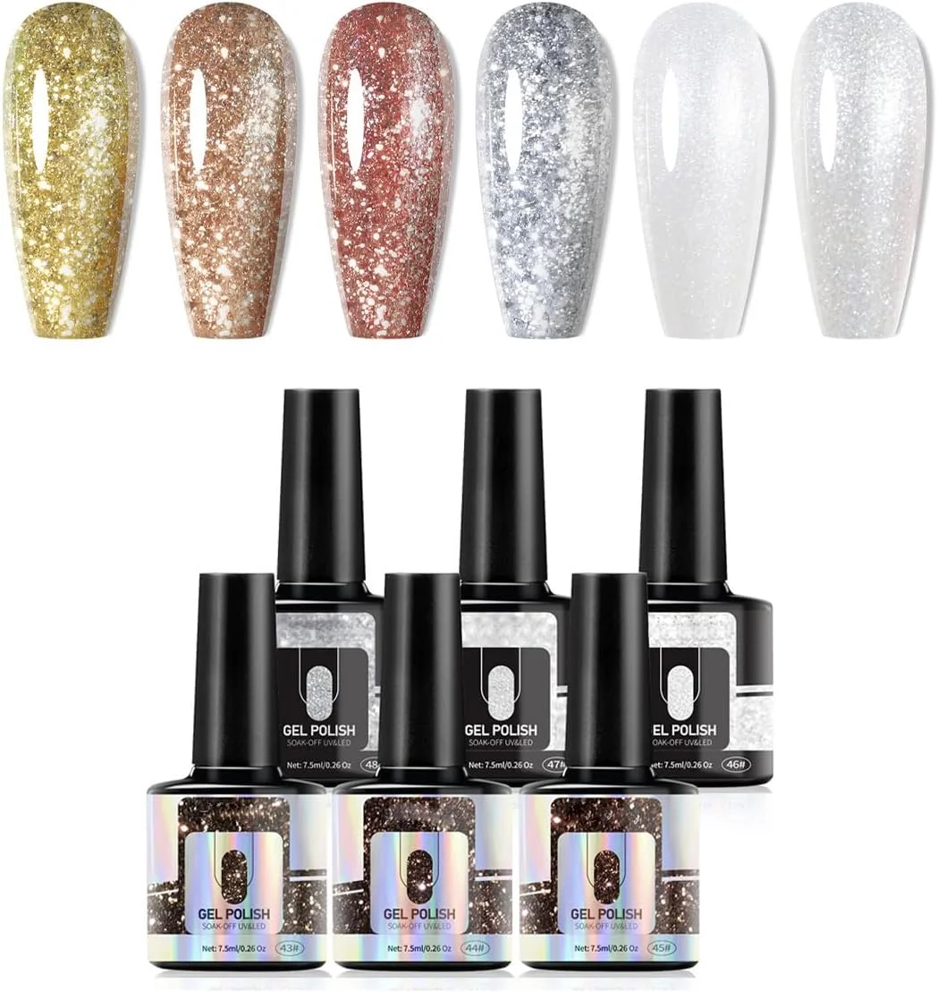 ست لاک ژل ناخن NALACAL، ست کیت لاک ژل UV LED رنگی اکلیلی، لاک ژل خیساندنی طراحی هنر ناخن هدیه برای دختران زنان DIY خانگی 6 عددی ست لاک ژل ناخن NALACAL، ست کیت لاک ژل UV LED رنگی اکلیلی، لاک ژل خیساندنی طراحی هنر ناخن هدیه برای دختران زنان DIY خانگی 6 عددی