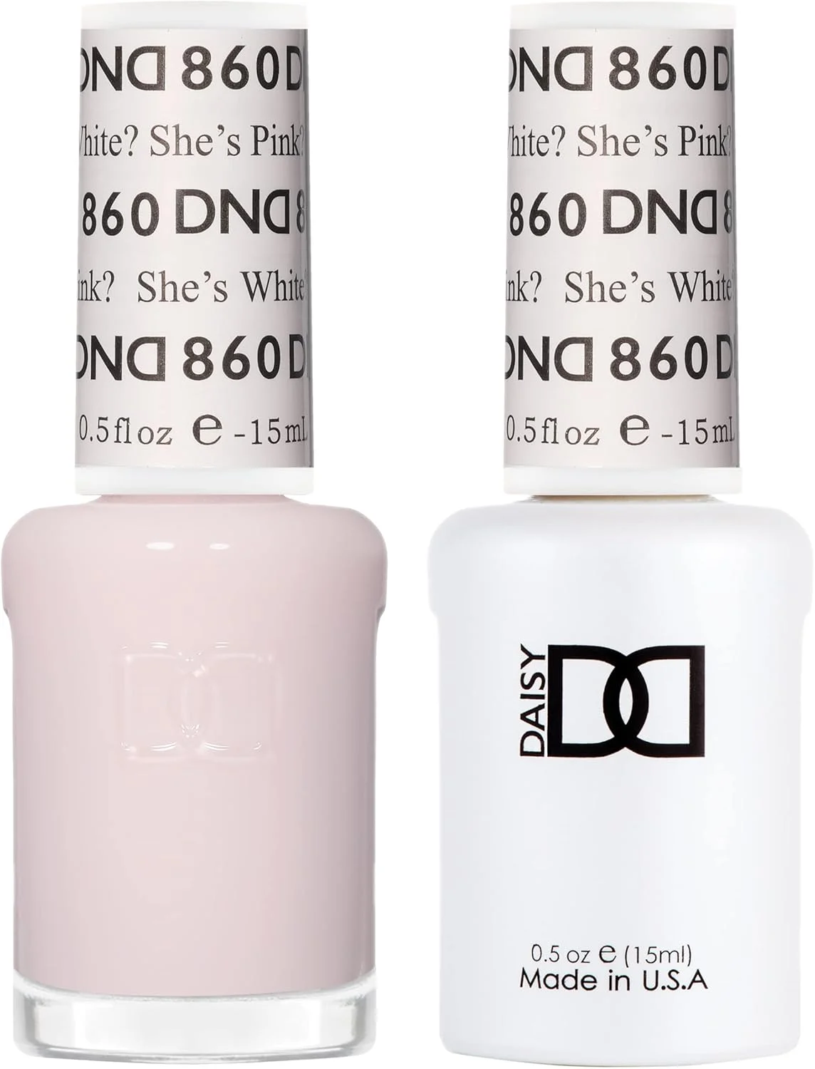 ست لاک ژل DND، کالکشن شِیر، لاک ژل UV/LED و لاک ناخن خشک شونده در هوا، ست دوتایی لاک بدون لب پر شدن، 860 She’s White? She’s Pink?، 15 میلی لیتر ست لاک ژل DND، کالکشن شِیر، لاک ژل UV/LED و لاک ناخن خشک شونده در هوا، ست دوتایی لاک بدون لب پر شدن، 860 She’s White? She’s Pink?، 15 میلی لیتر