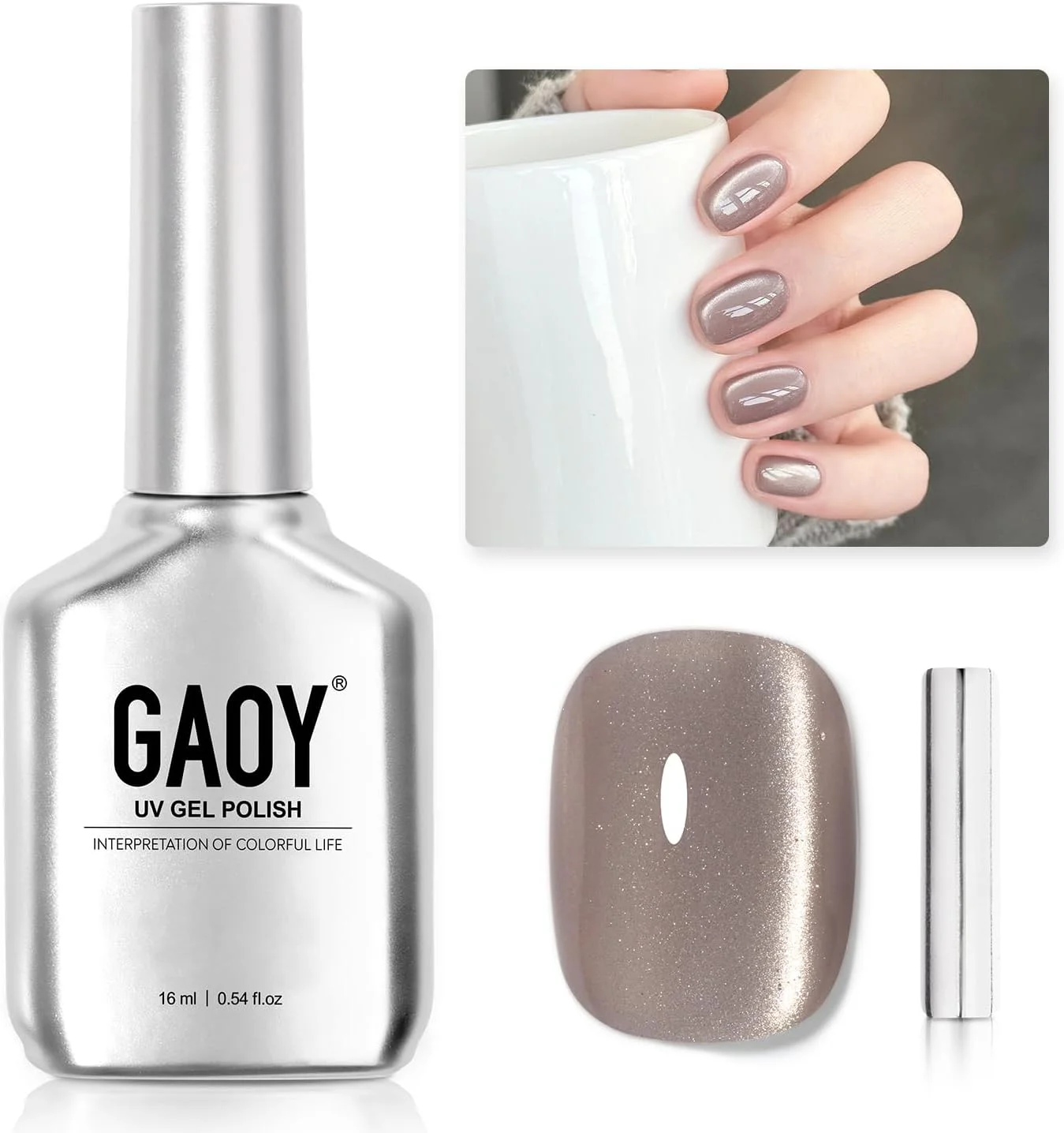 لاک ژل چشم گربه ای شیشه ای GAOY، لاک ناخن اکلیلی هولوگرافیک 16 میلی لیتری با آهنربا، ژل UV بازتابنده شفاف، 2061 قهوه ای شاه بلوطی لاک ژل چشم گربه ای شیشه ای GAOY، لاک ناخن اکلیلی هولوگرافیک 16 میلی لیتری با آهنربا، ژل UV بازتابنده شفاف، 2061 قهوه ای شاه بلوطی