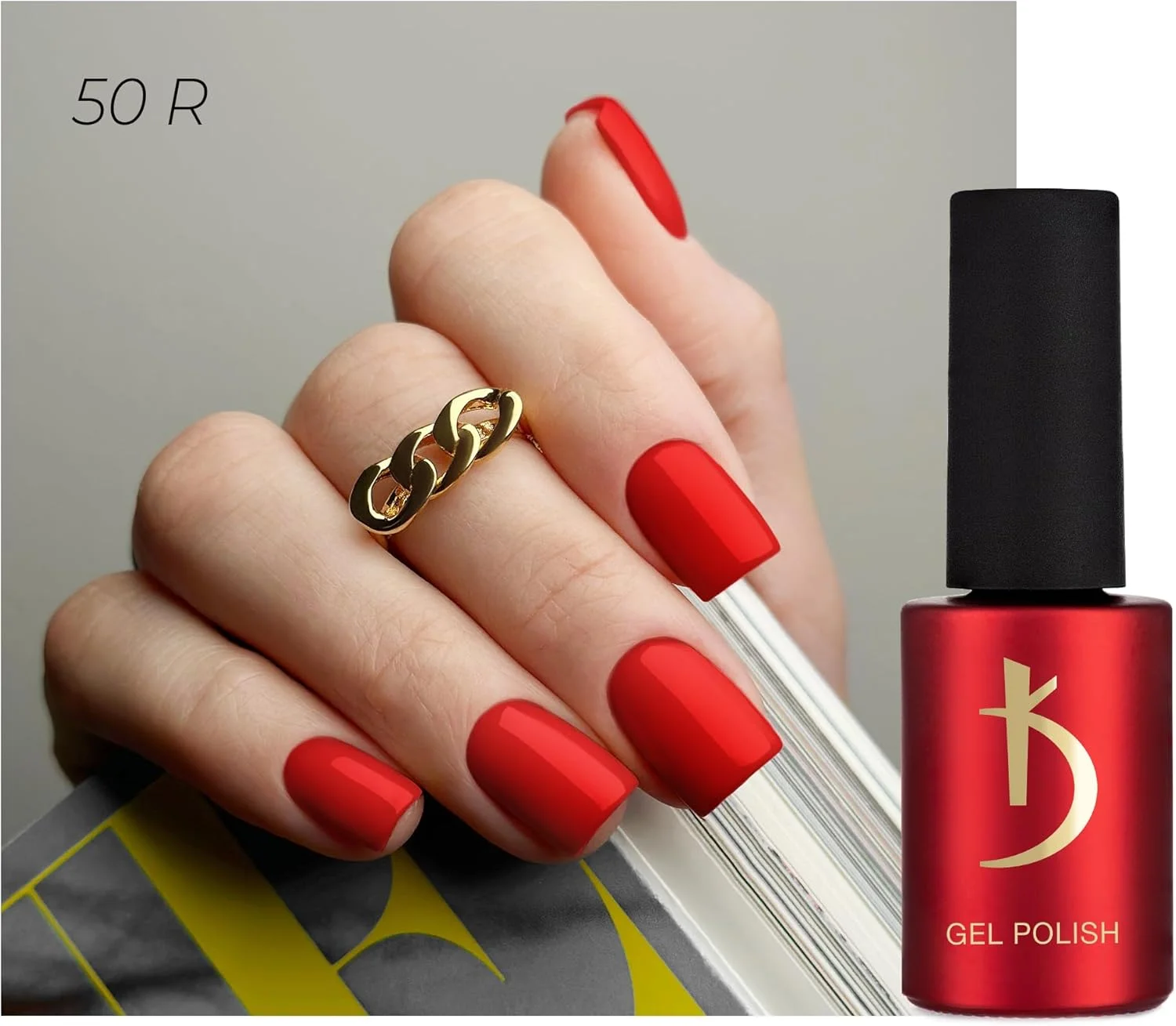 لاک ژل حرفه ای ناخن کُدی - R50 - قرمز عالی - لاک ژل یو وی ال ای دی - 7 میلی لیتر - لاک ناخن یو وی استفاده آسان، لاک ژل با دوام (قرمز)