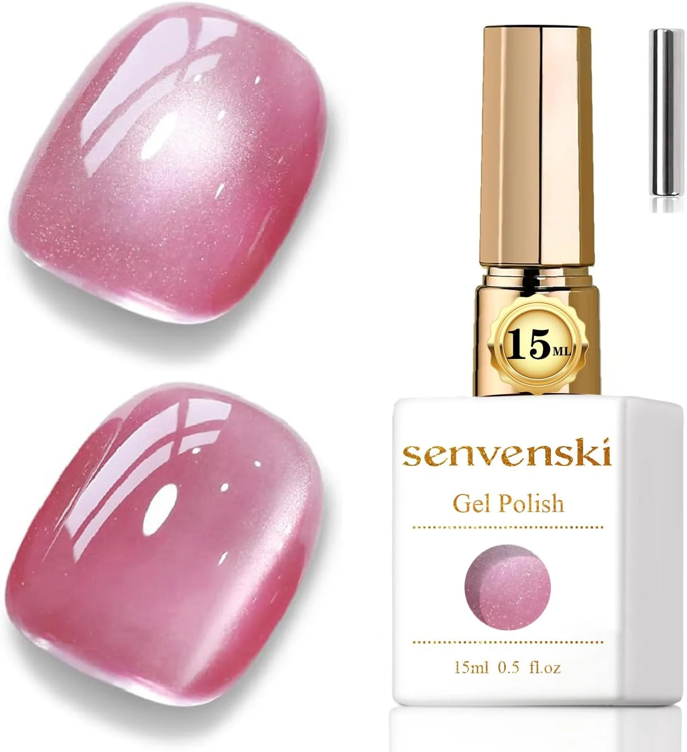 لاک ژل چشم گربه ای شیشه ای سنونسکی با آهنربا 15 میلی لیتر، کهکشانی سه بعدی مغناطیسی اکلیلی شفاف رنگی، مناسب استفاده در سالن و منزل (صورتی، MY1-005)