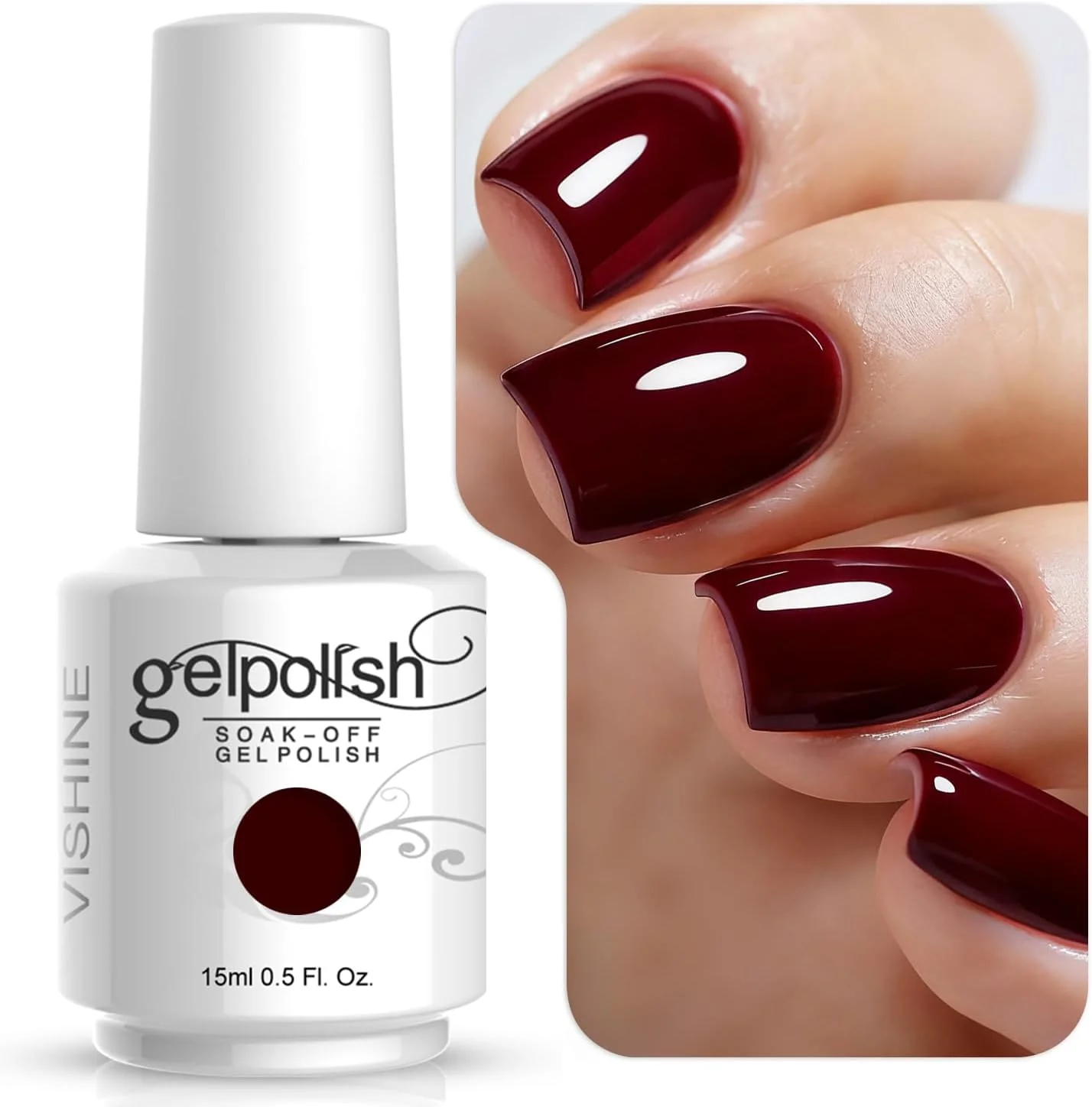 لاک ژل ویشاین، ژلیش حرفه ای ناخن، لاک ژل رنگی مناسب سالن های مانیکور، قرمز تیره (1418)
