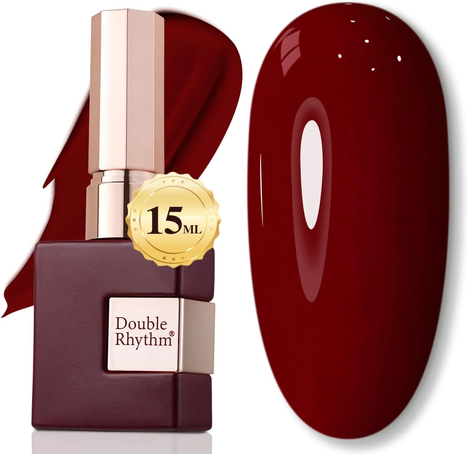 لاک ژل 15 میلی لیتری دابل ریتم، رنگ خالص و یکدست، هم رنگ با شیشه، مناسب مانیکور و طراحی ناخن در سالن و منزل