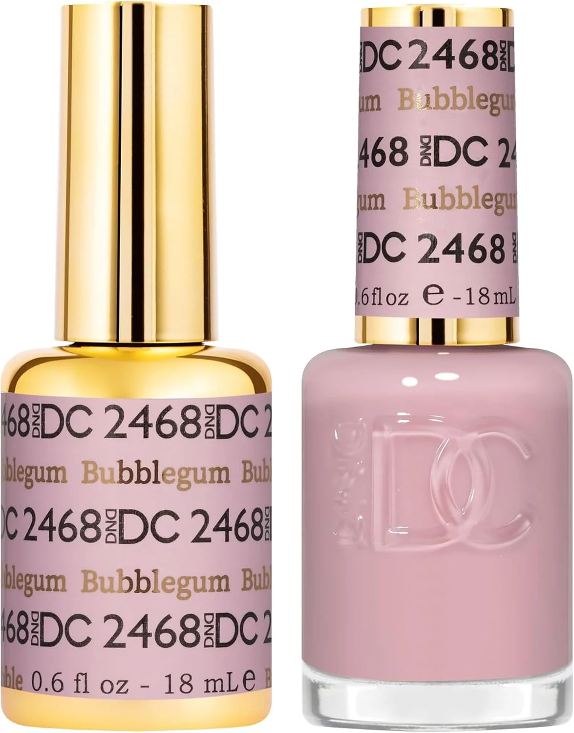 ست لاک ژل و لاک معمولی DND DC، مجموعه شِیر، لاک ژل UV/LED و لاک خشک شونده در هوا، رنگ هماهنگ و بدون پریدگی، 2468 Bubblegum، 15 میلی لیتر
