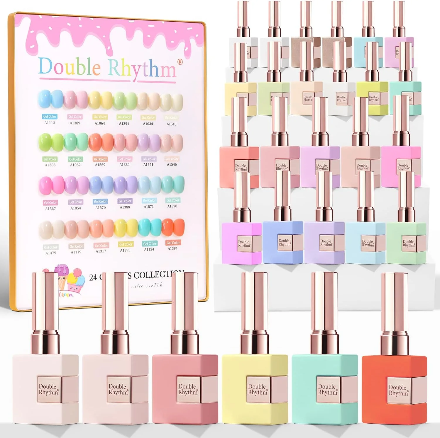 مجموعه لاک ژل 28 عددی Double Rhythm، 15 میلی لیتری، رنگ های مشابه، لاک ژل خیس شونده، مناسب طراحی ناخن، مانیکور، سالن، استفاده شخصی در خانه برای بانوان (مجموعه پاستیلی آبنباتی - T24-5)