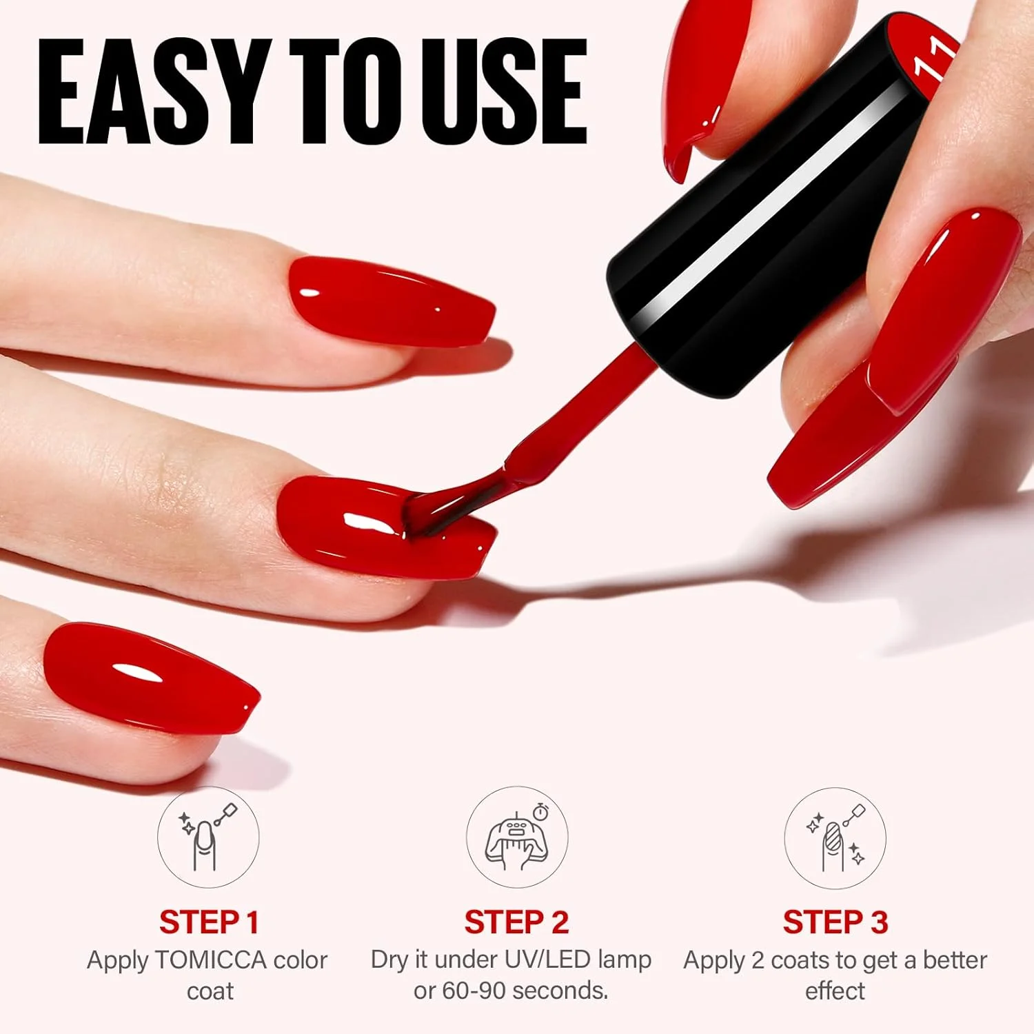 لاک ژل ناخن تومیکا، 15 میل قرمز آتشین، مناسب طراحی ناخن با UV LED برای خانه و سالن