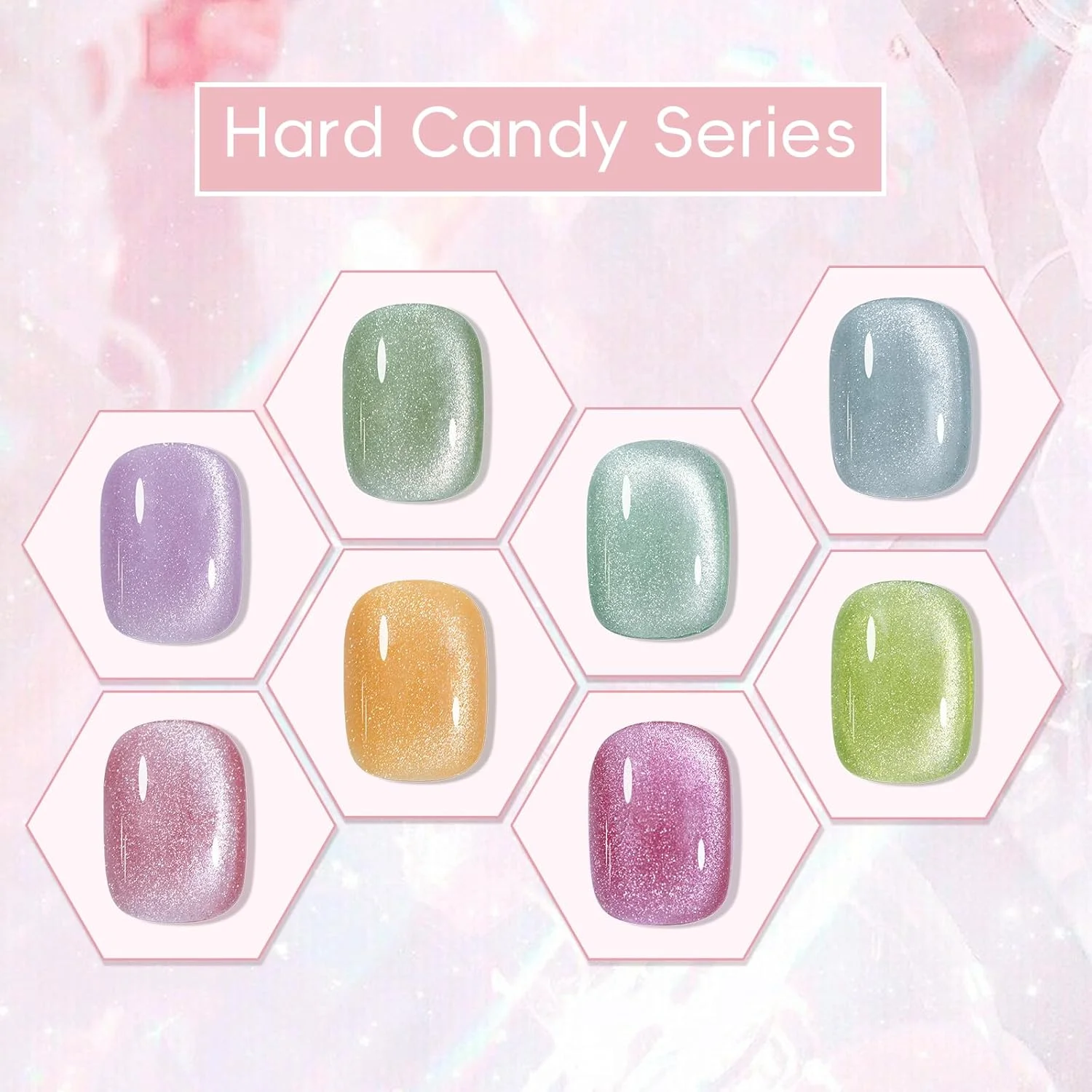 مجموعه لاک ژل ناخن چشم گربه ای 8 عددی ادهر، رنگ آبنباتی، 12 میلی لیتر، همراه با آهنربا - لاک ژل ناخن چشم گربه ای درخشان و براق، لاک ژل مغناطیسی UV مجموعه لاک ژل ناخن چشم گربه ای 8 عددی ادهر، رنگ آبنباتی، 12 میلی لیتر، همراه با آهنربا - لاک ژل ناخن چشم گربه ای درخشان و براق، لاک ژل مغناطیسی UV