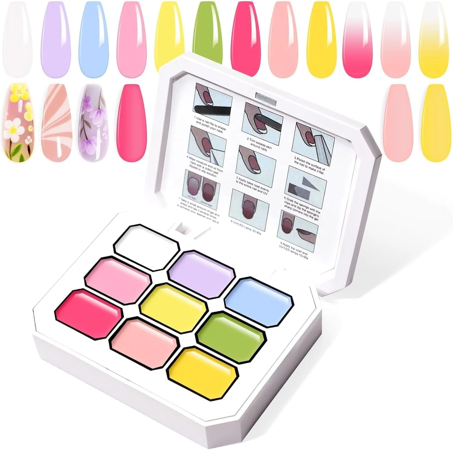 لاک ژل گرادینت، 9 رنگ لاک ناخن آمبره برای ناخن های آمبره، ناخن های هاله ای، مانیکور فرانسوی، هنر ناخن DIY ماندگار، پالت بهاری لاک ژل گرادینت، 9 رنگ لاک ناخن آمبره برای ناخن های آمبره، ناخن های هاله ای، مانیکور فرانسوی، هنر ناخن DIY ماندگار، پالت بهاری