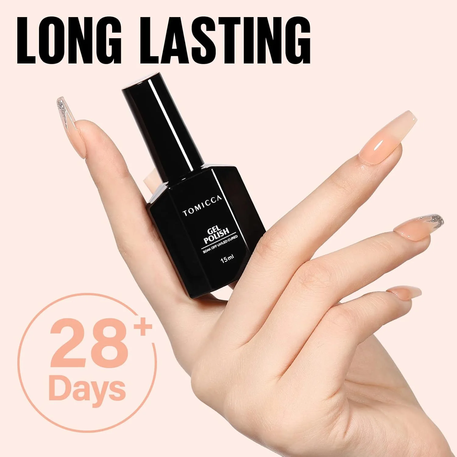 لاک ژل ژله ای تومیکا - 15 میلی لیتر، لاک ژل نیمه شفاف و هلویی، لاک ژل UV LED، لاک ژل فرنچ برای طراحی ناخن در خانه و سالن لاک ژل ژله ای تومیکا - 15 میلی لیتر، لاک ژل نیمه شفاف و هلویی، لاک ژل UV LED، لاک ژل فرنچ برای طراحی ناخن در خانه و سالن