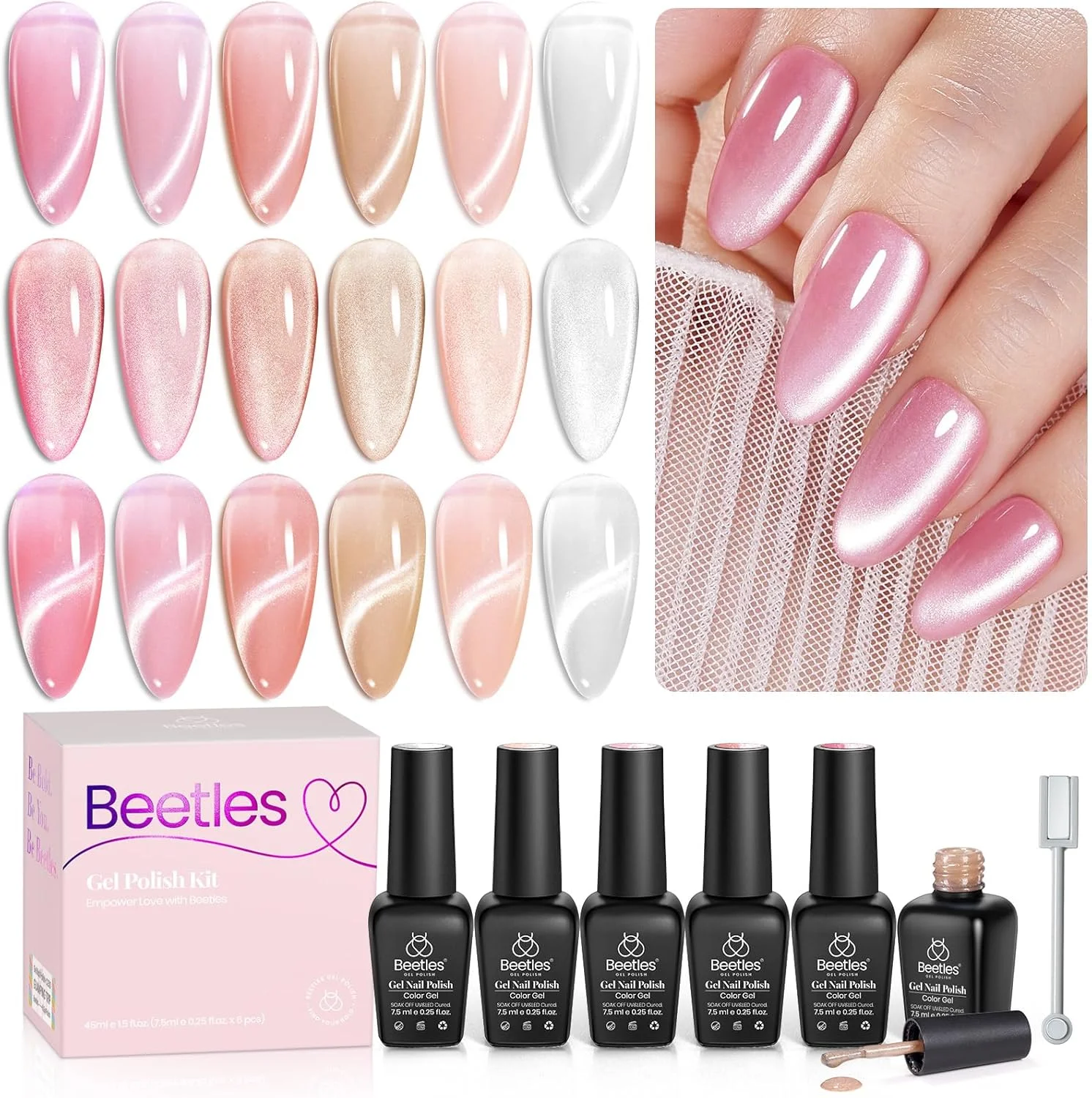 لاک ژل چشم گربه ای بیتلز، 6 رنگ صورتی کالباسی نقره ای، ست لاک ژل اکلیلی هولوگرافیک چشم گربه ای با آهنربا، خیساندن UV، براق کننده، ژل مخملی تابستانی، طراحی ناخن فرانسوی، هدیه مانیکور برای زنان لاک ژل چشم گربه ای بیتلز، 6 رنگ صورتی کالباسی نقره ای، ست لاک ژل اکلیلی هولوگرافیک چشم گربه ای با آهنربا، خیساندن UV، براق کننده، ژل مخملی تابستانی، طراحی ناخن فرانسوی، هدیه مانیکور برای زنان