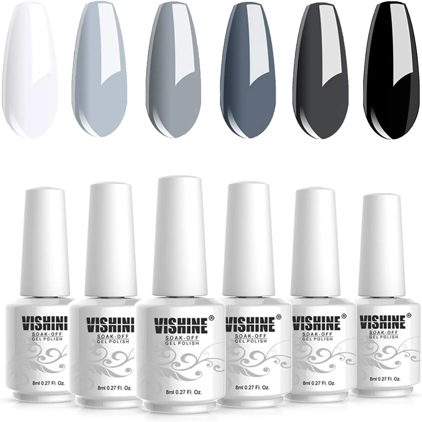 مجموعه لاک ژل رنگ طوسی ویشاین 2020 - ست 6 رنگ لاک ژل UV LED