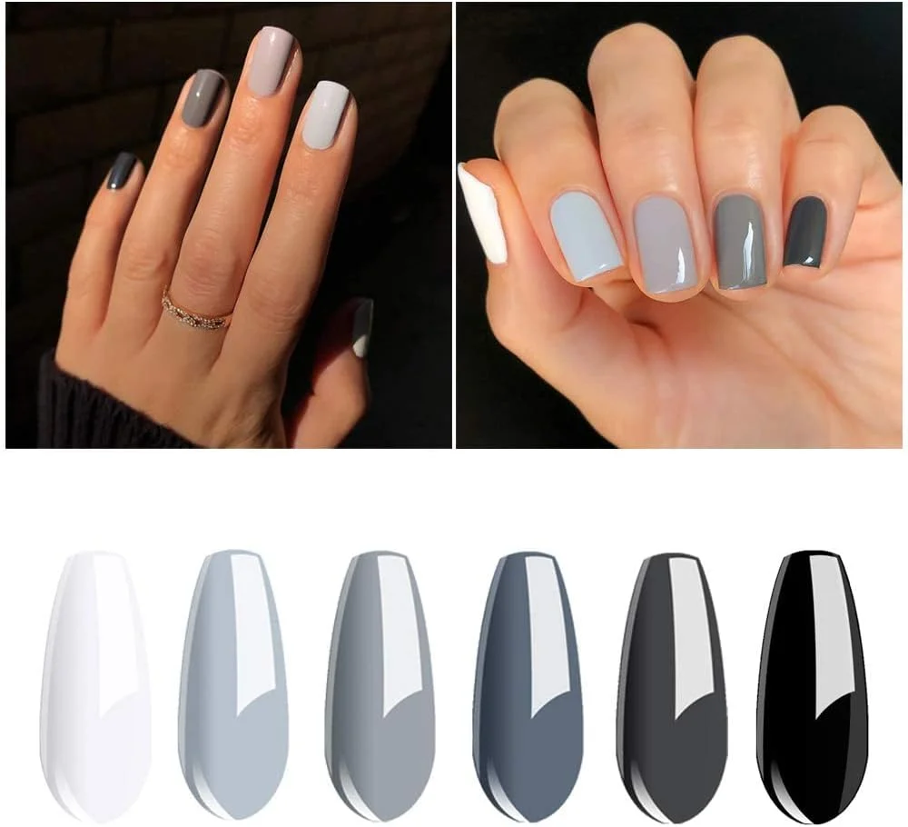 مجموعه لاک ژل رنگ طوسی ویشاین 2020 - ست 6 رنگ لاک ژل UV LED